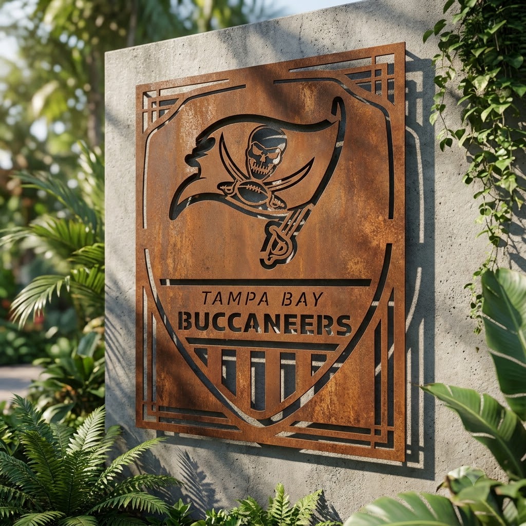Tampa Bay Buccaneers Shield Custom Logo Metal Wall Panel – NFL American Football Fan Wall Decor Gift