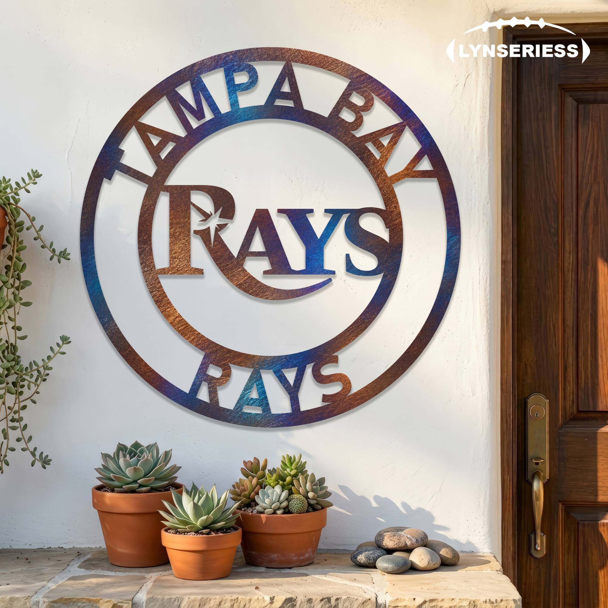 Tampa Bay Rays MLB Fire Roasted Metal Wall Art Baseball Fan Gift Outdoor Patio Porch Vintage Decor