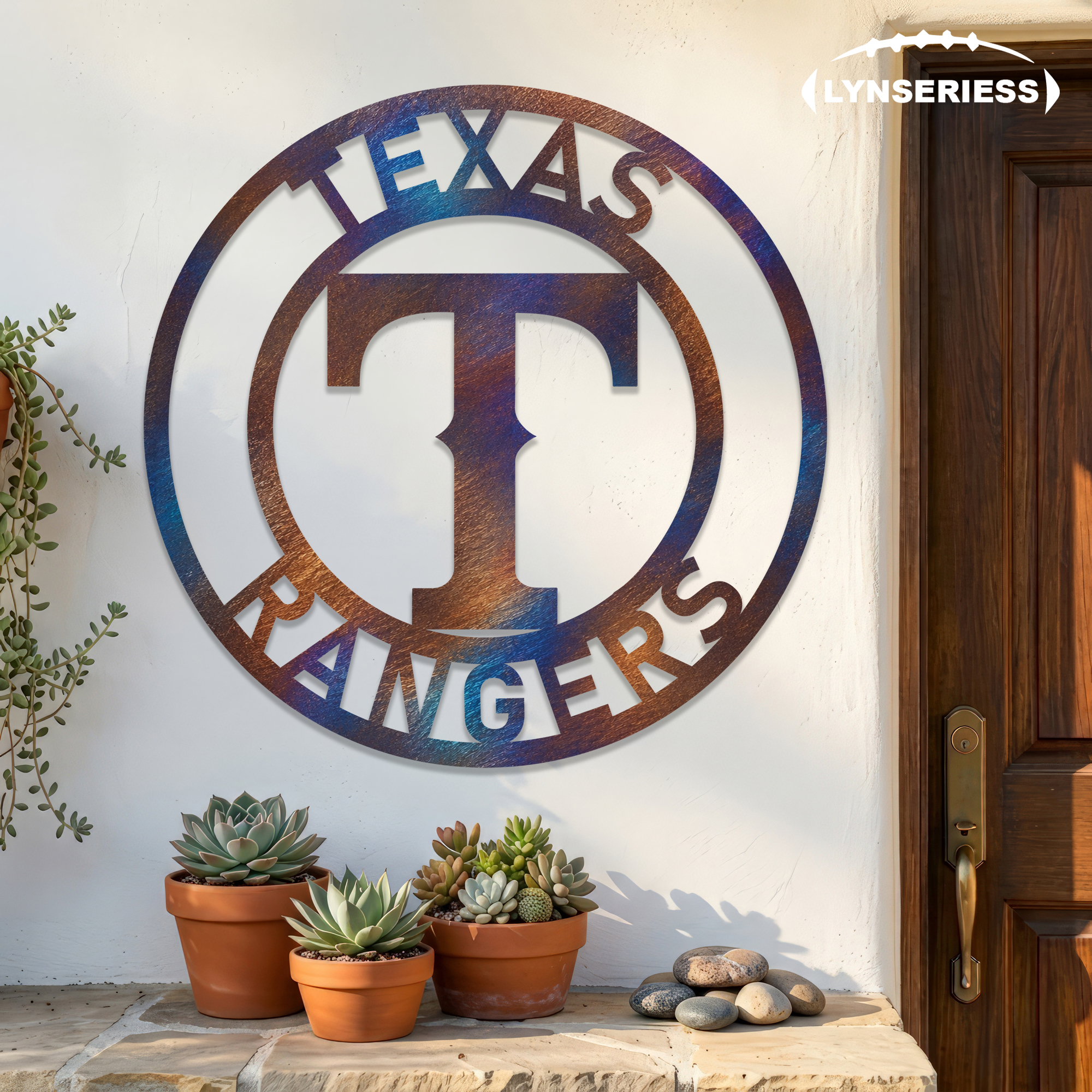 Texas Rangers MLB Fire Roasted Metal Wall Art Baseball Fan Gift Outdoor Patio Porch Vintage Decor