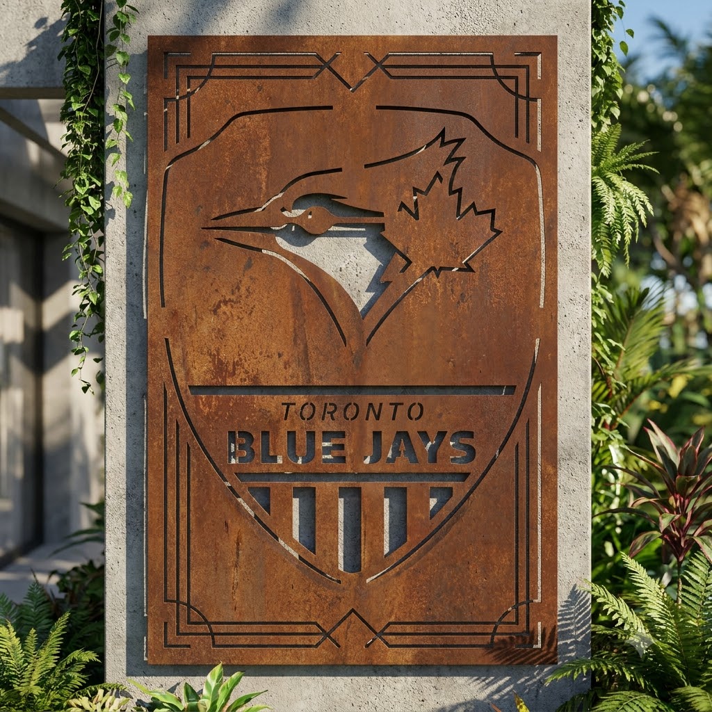 Toronto Blue Jays Shield Shape Metal Custom Metal Garden Panel MLB Fan Wall Art Home Decor