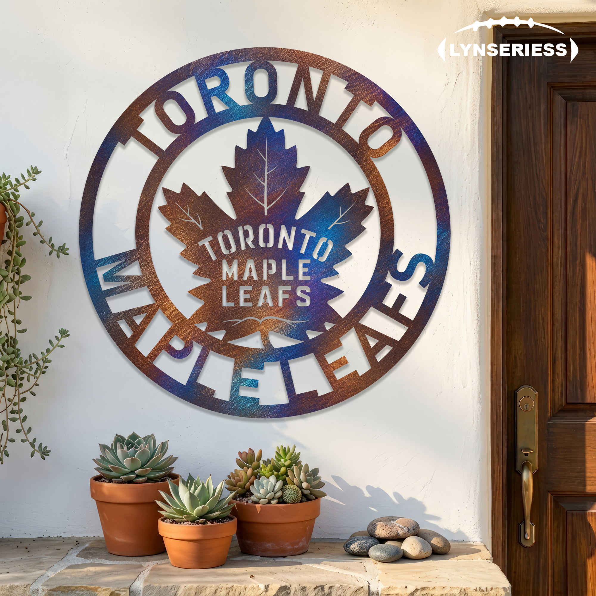 Toronto Maple Leafs NHL Fire Roasted Metal Wall Art Hockey Fan Gift Outdoor Patio Porch Vintage Decor
