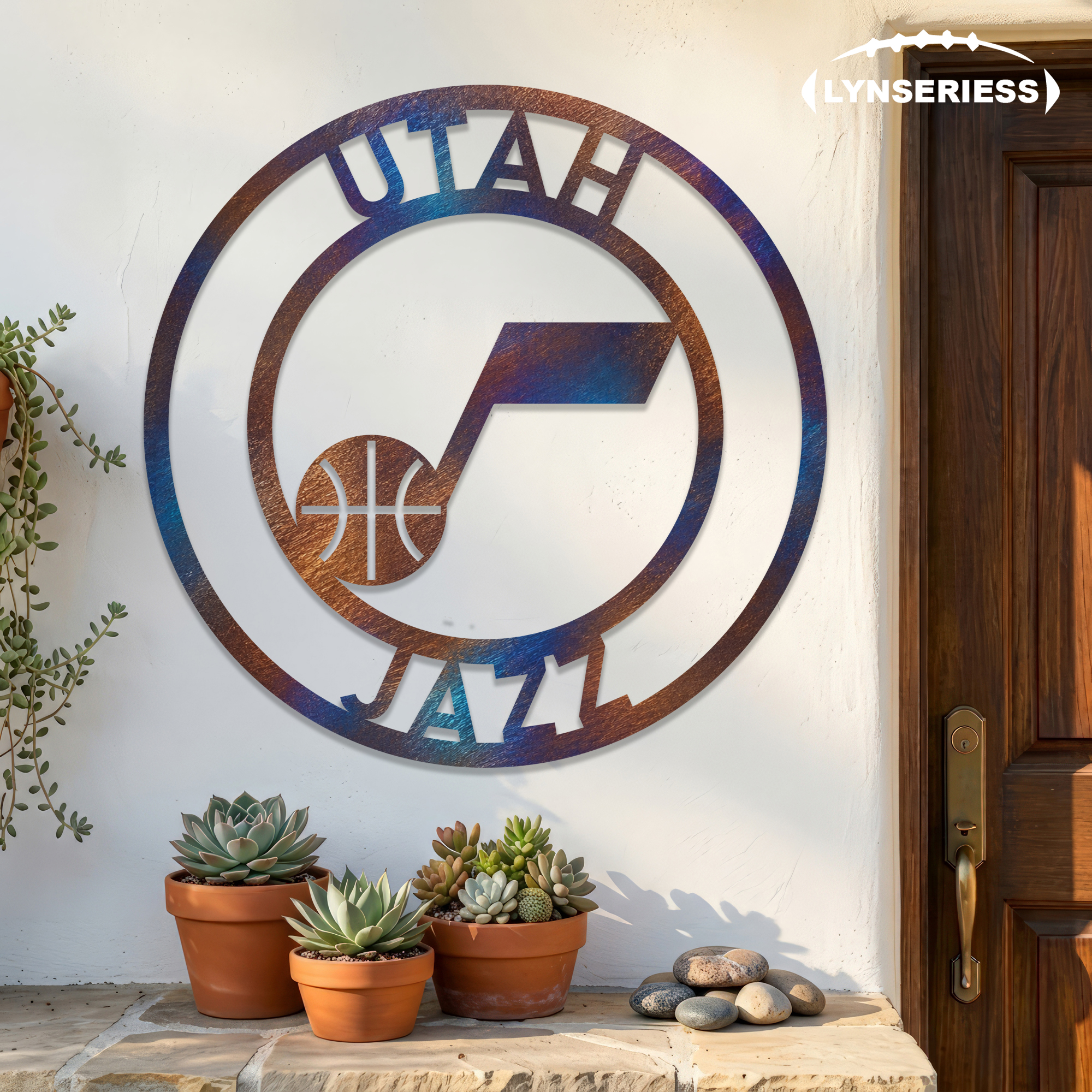 Utah Jazz NBA Fire Roasted Metal Wall Art Basketball Fan Gift Outdoor Patio Porch Vintage Decor