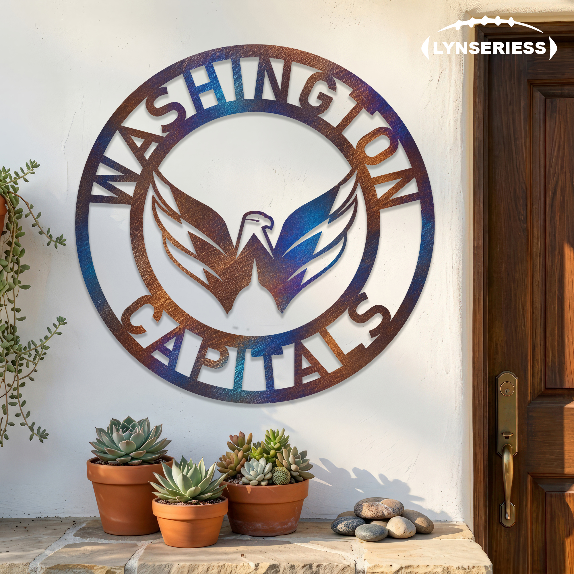 Washington Capitals NHL Fire Roasted Metal Wall Art Hockey Fan Gift Outdoor Patio Porch Vintage Decor