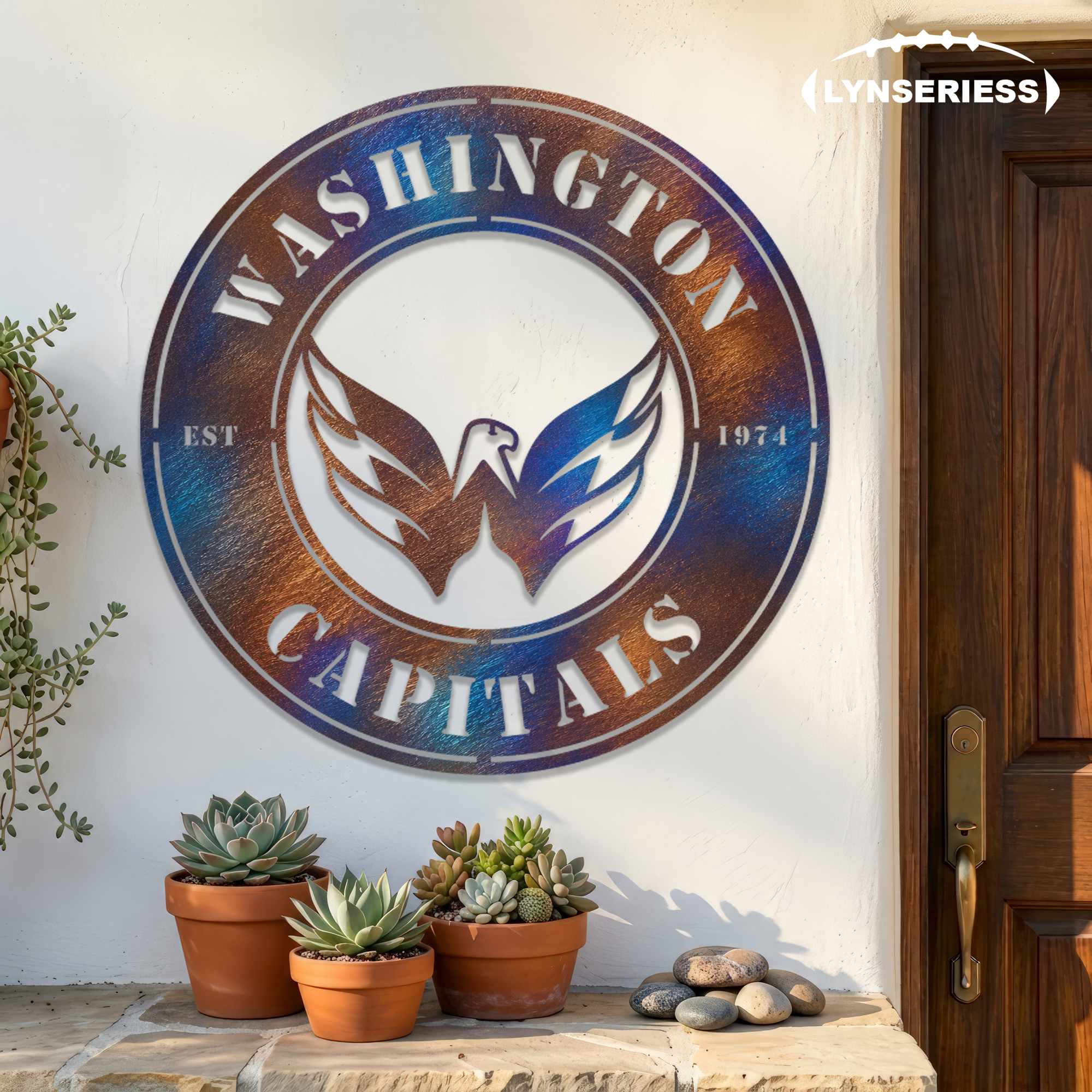 Washington Capitals NHL Fire Roasted Metal Wall Art Hockey Fan Gift Outdoor Patio Porch Vintage Decor
