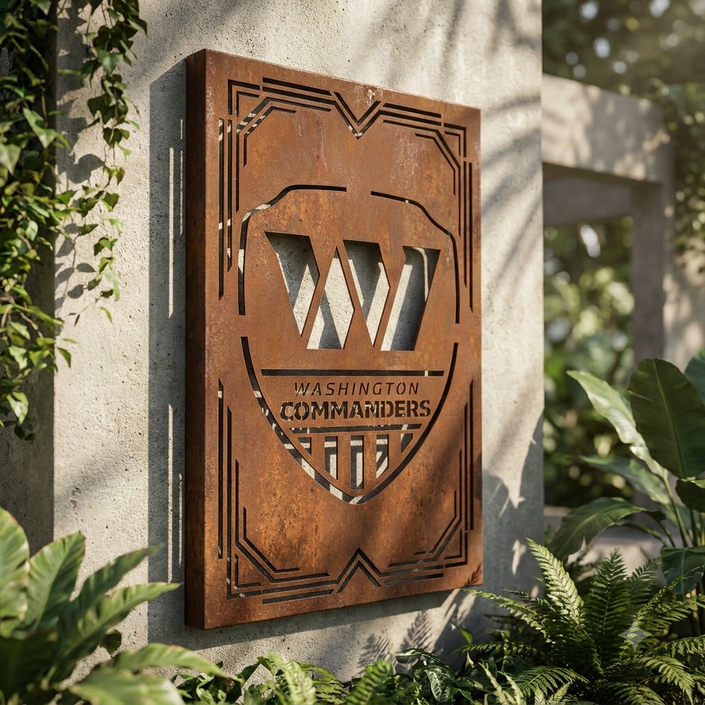 Washington Commanders Shield Shape Metal Custom Metal Garden Panel NFL Fan Wall Art Home Decor