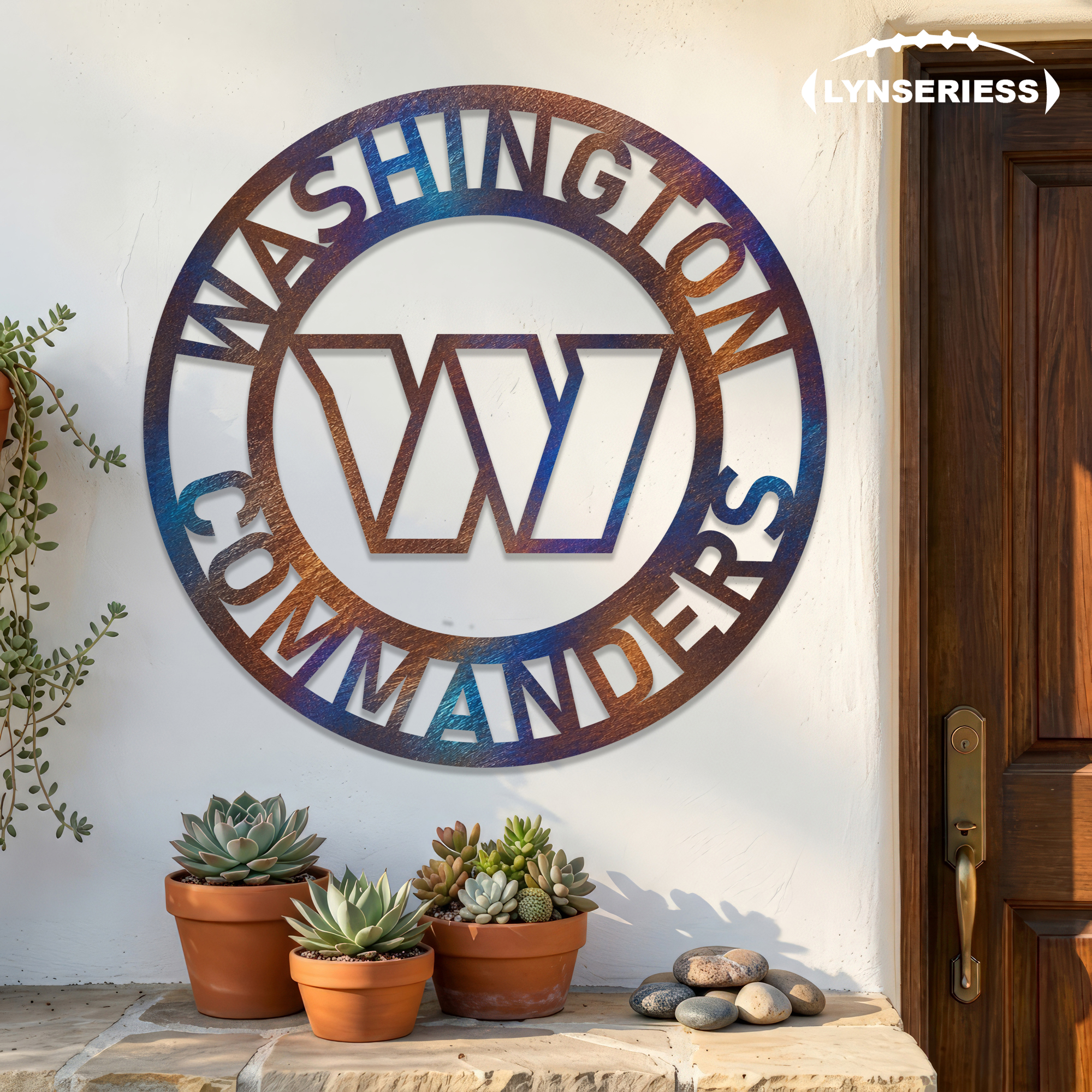 Washington Commanders NFL Fire Roasted Metal Wall Art Football Fan Gift Outdoor Patio Porch Vintage Decor