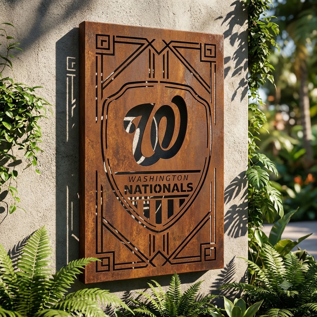 Washington Nationals Shield Shape Metal Custom Metal Garden Panel MLB Fan Wall Art Home Decor