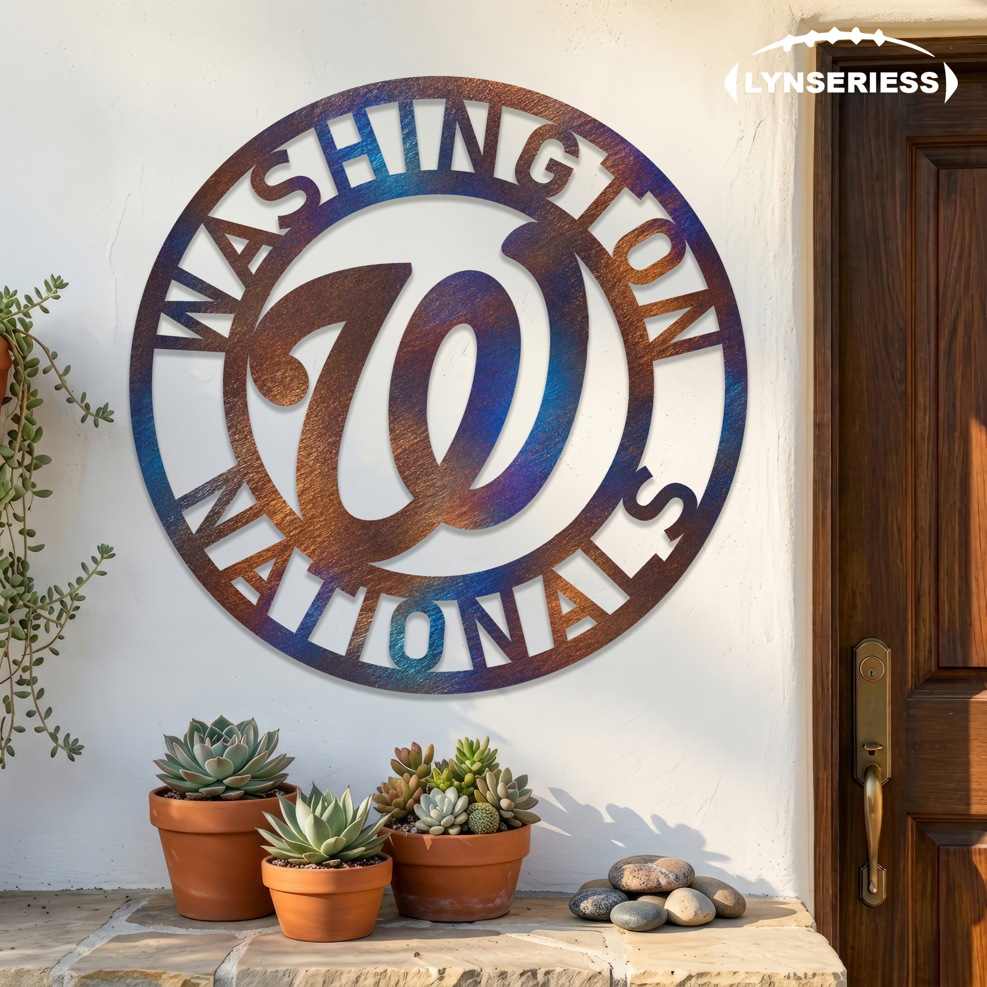 Washington Nationals MLB Fire Roasted Metal Wall Art Baseball Fan Gift Outdoor Patio Porch Vintage Decor