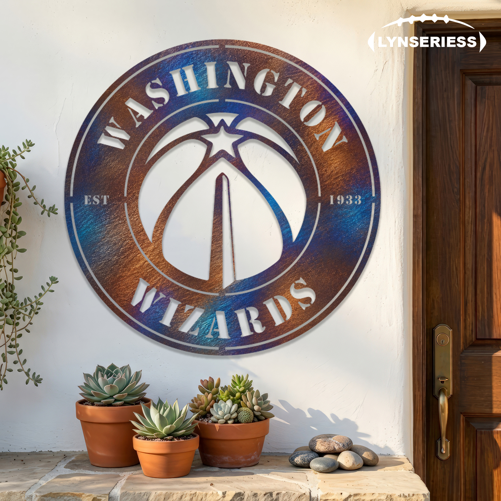 Washington Wizards NBA Fire Roasted Metal Wall Art Basketball Fan Gift Outdoor Patio Porch Vintage Decor