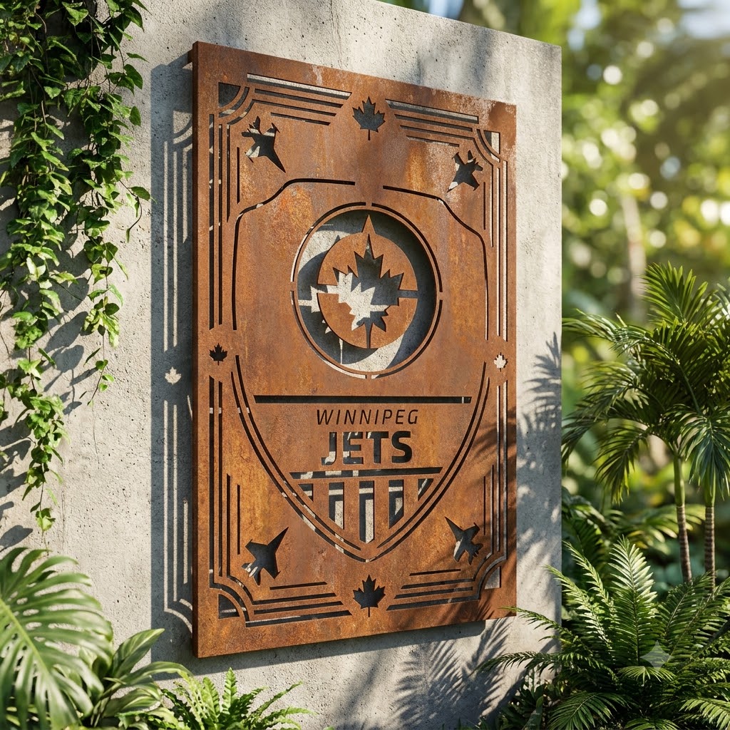 Winnipeg Jets Shield Shape Custom Metal Garden Panel NHL Fan Wall Art Home Decor