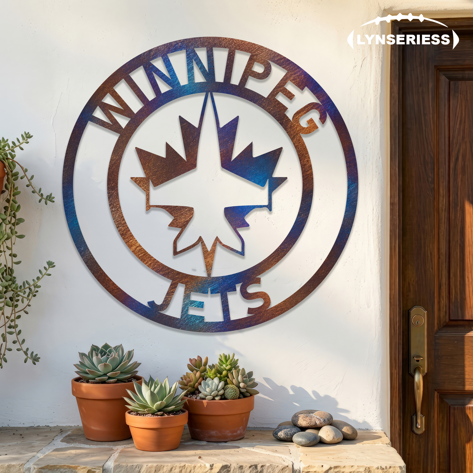 Winnipeg Jets NHL Fire Roasted Metal Wall Art Hockey Fan Gift Outdoor Patio Porch Vintage Decor