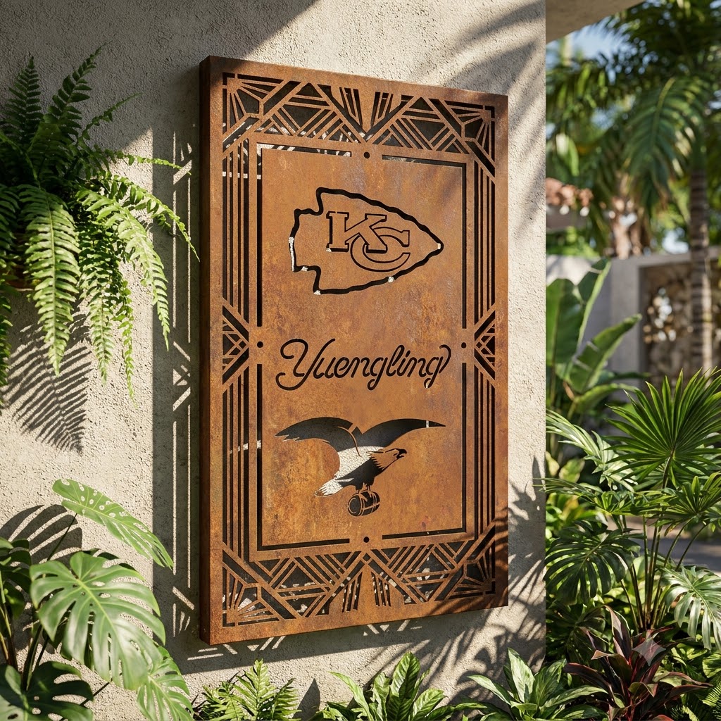 Yuengling Kansas City Chiefs Est 1960 Metal Custom Metal Garden Panel Home Bar Wall Art Decor