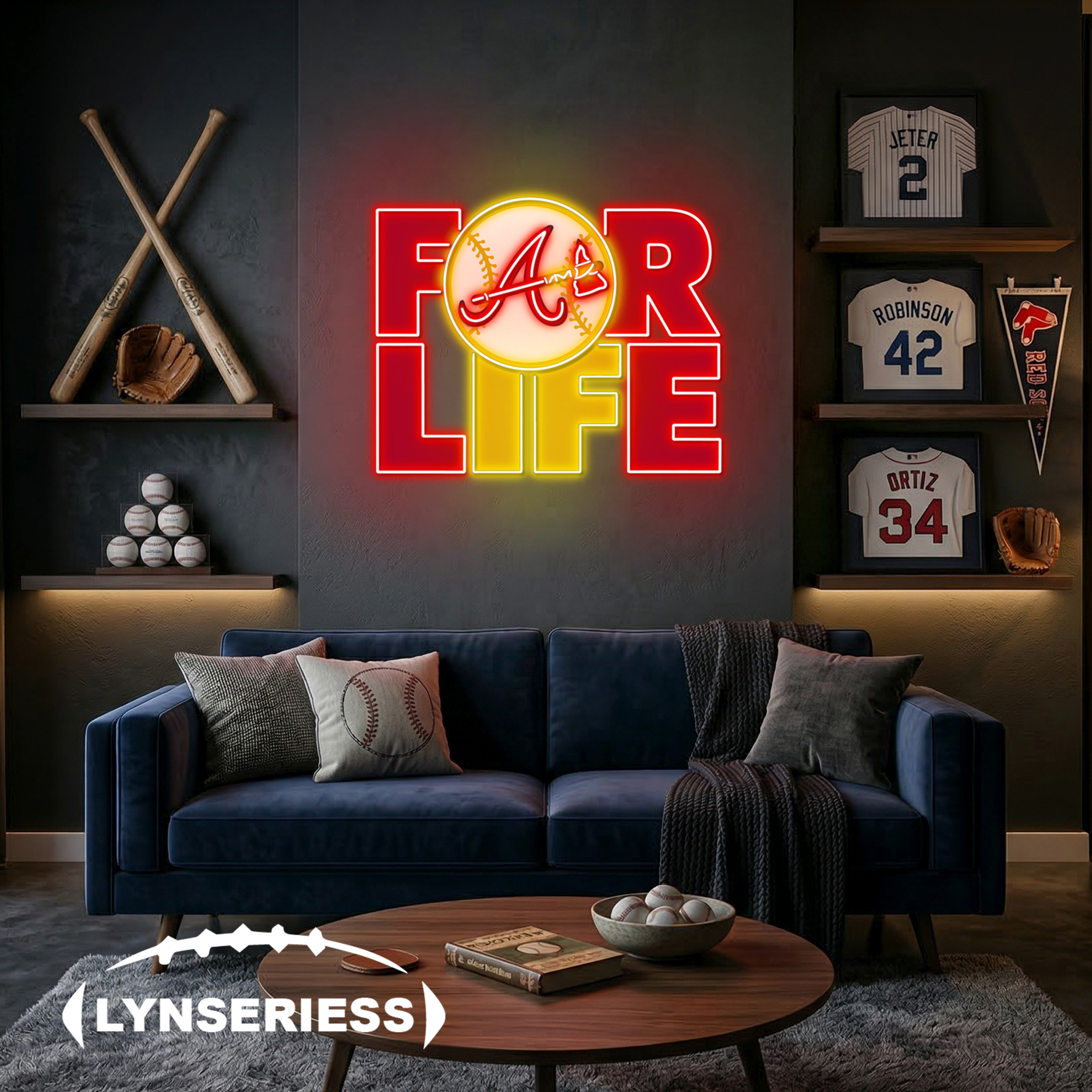 MLB Atlanta Braves For Life Acrylic Neon LED Sign Man Cave Decor Fan Gift Idea