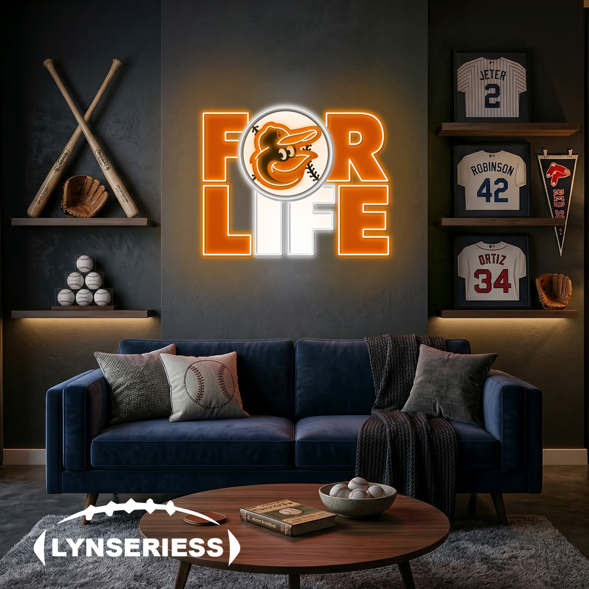 MLB Baltimore Orioles For Life Acrylic Neon LED Sign Man Cave Decor Fan Gift Idea