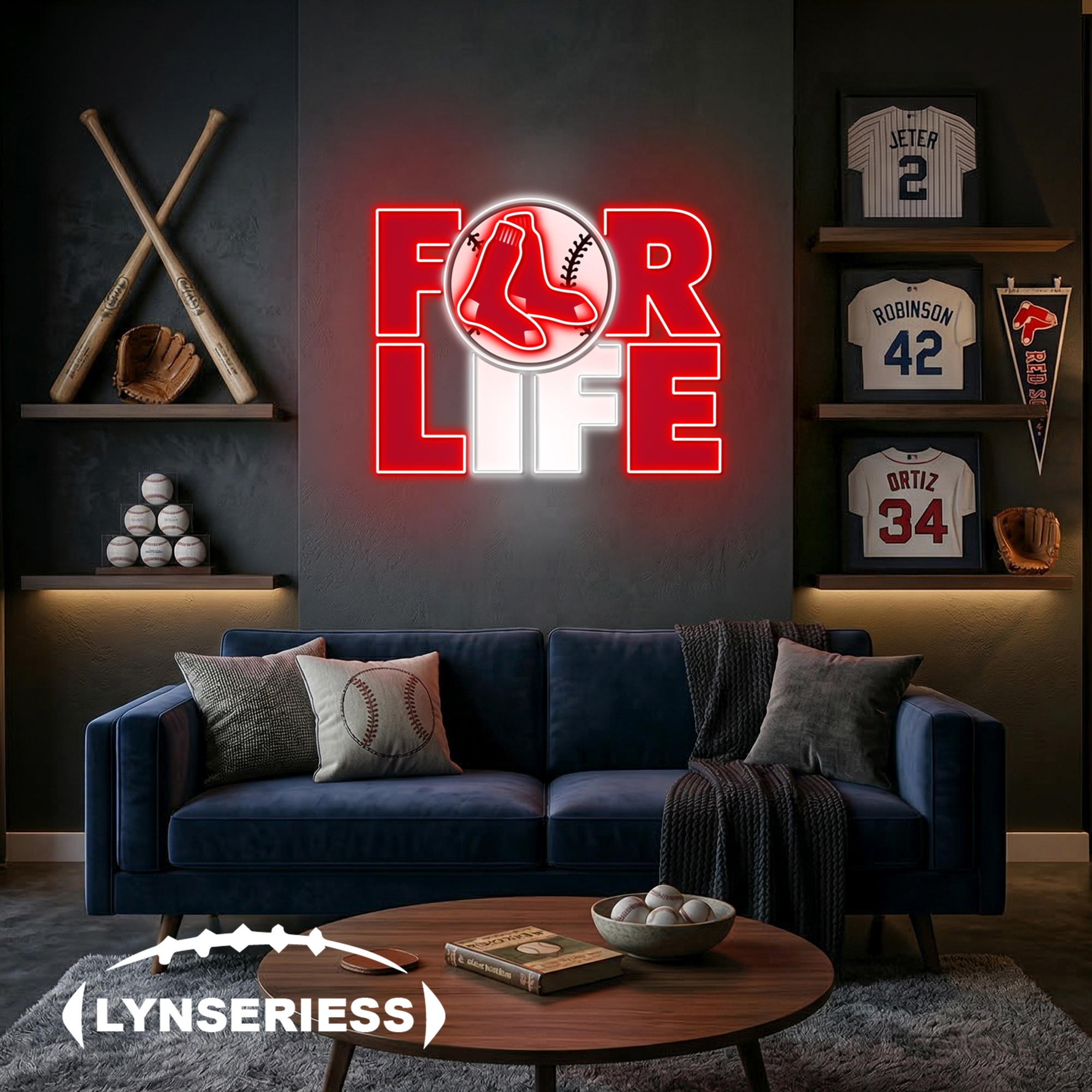 MLB Boston Red Sox For Life Acrylic Neon LED Sign Man Cave Decor Fan Gift Idea