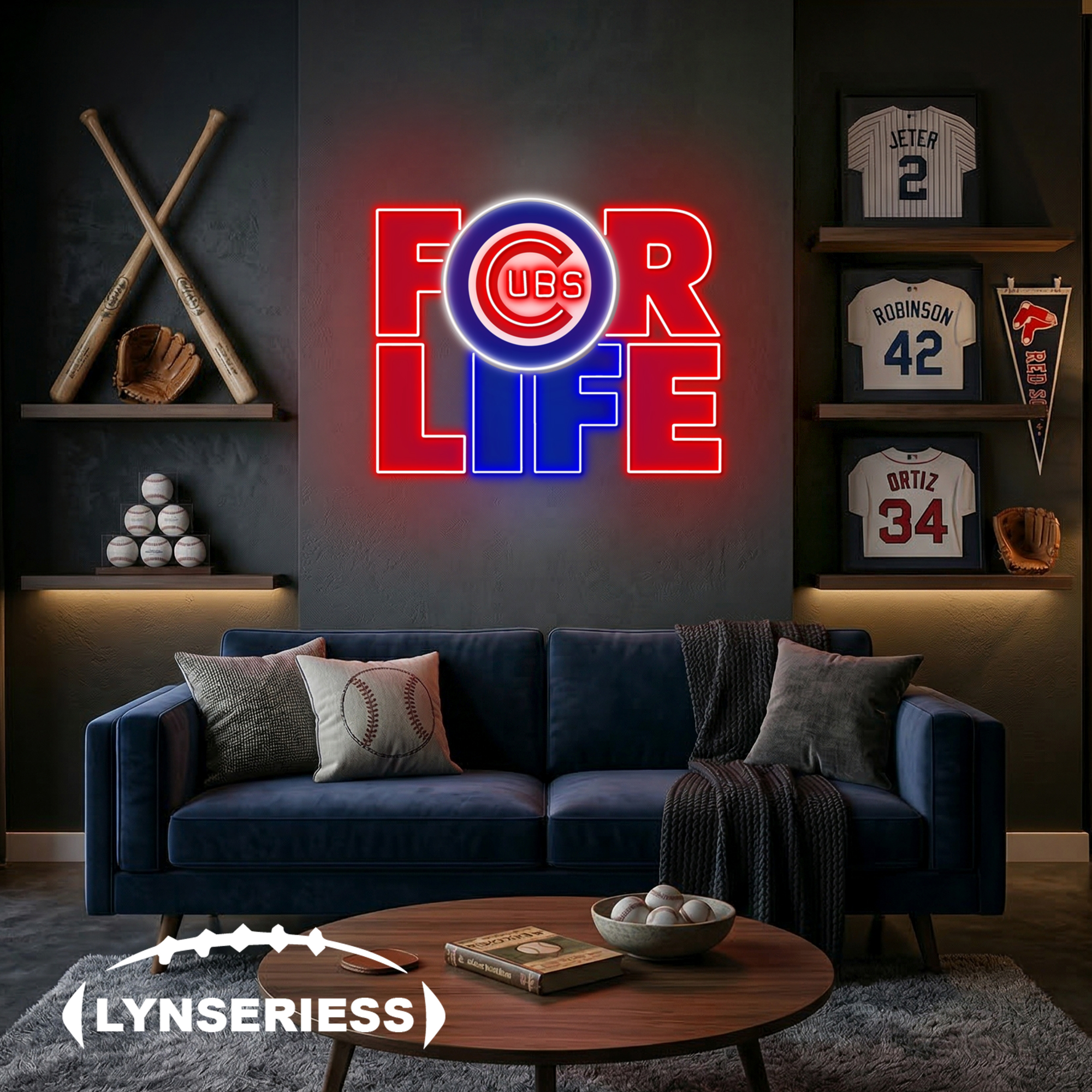 MLB Chicago Cubs For Life Acrylic Neon LED Sign Man Cave Decor Fan Gift Idea