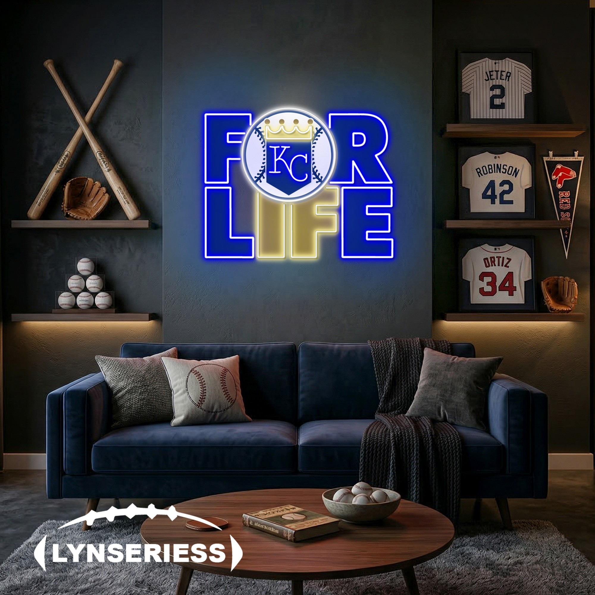 MLB Kansas City Royals For Life Acrylic Neon LED Sign Man Cave Decor Fan Gift Idea