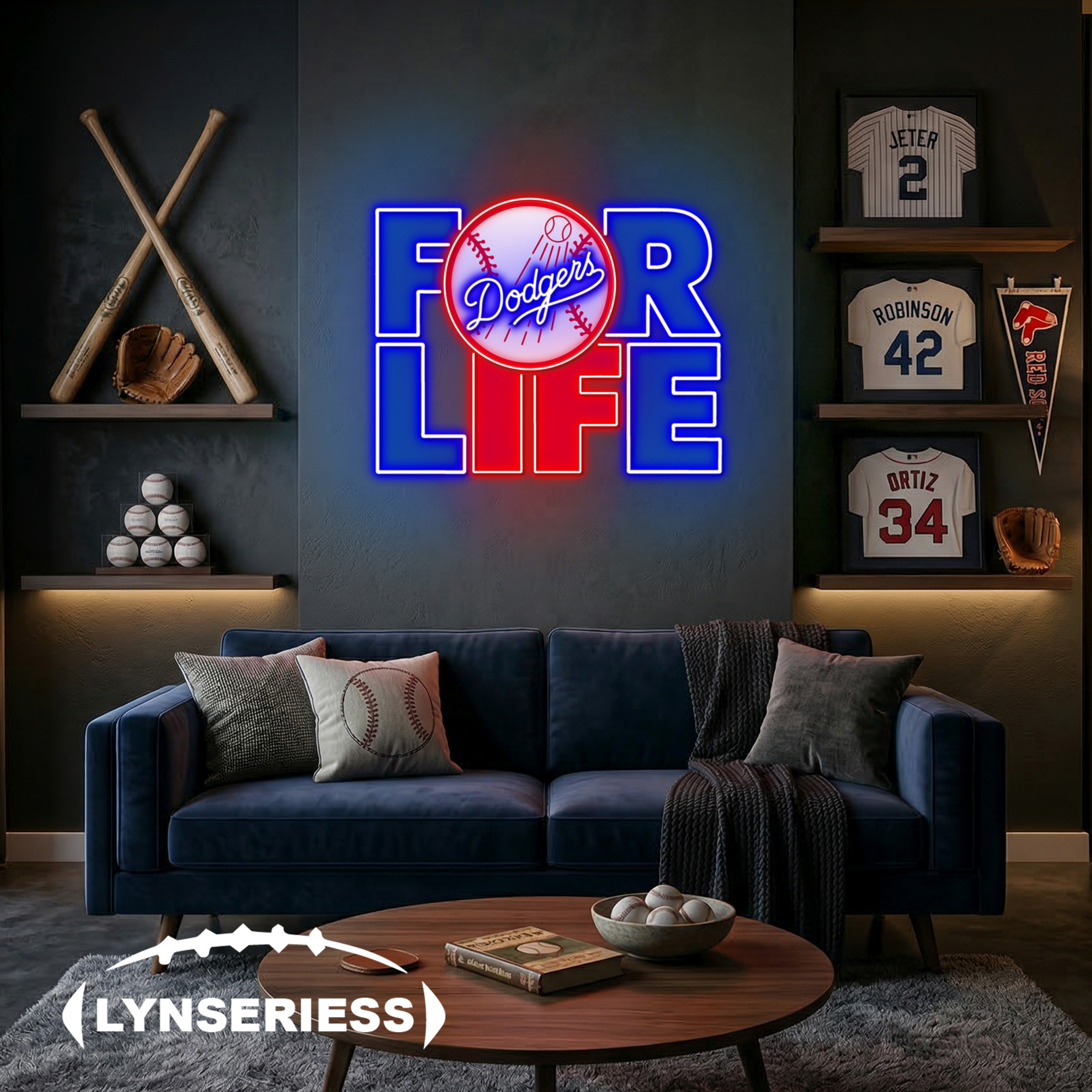 MLB Los Angeles Dodgers For Life Acrylic Neon LED Sign Man Cave Decor Fan Gift Idea