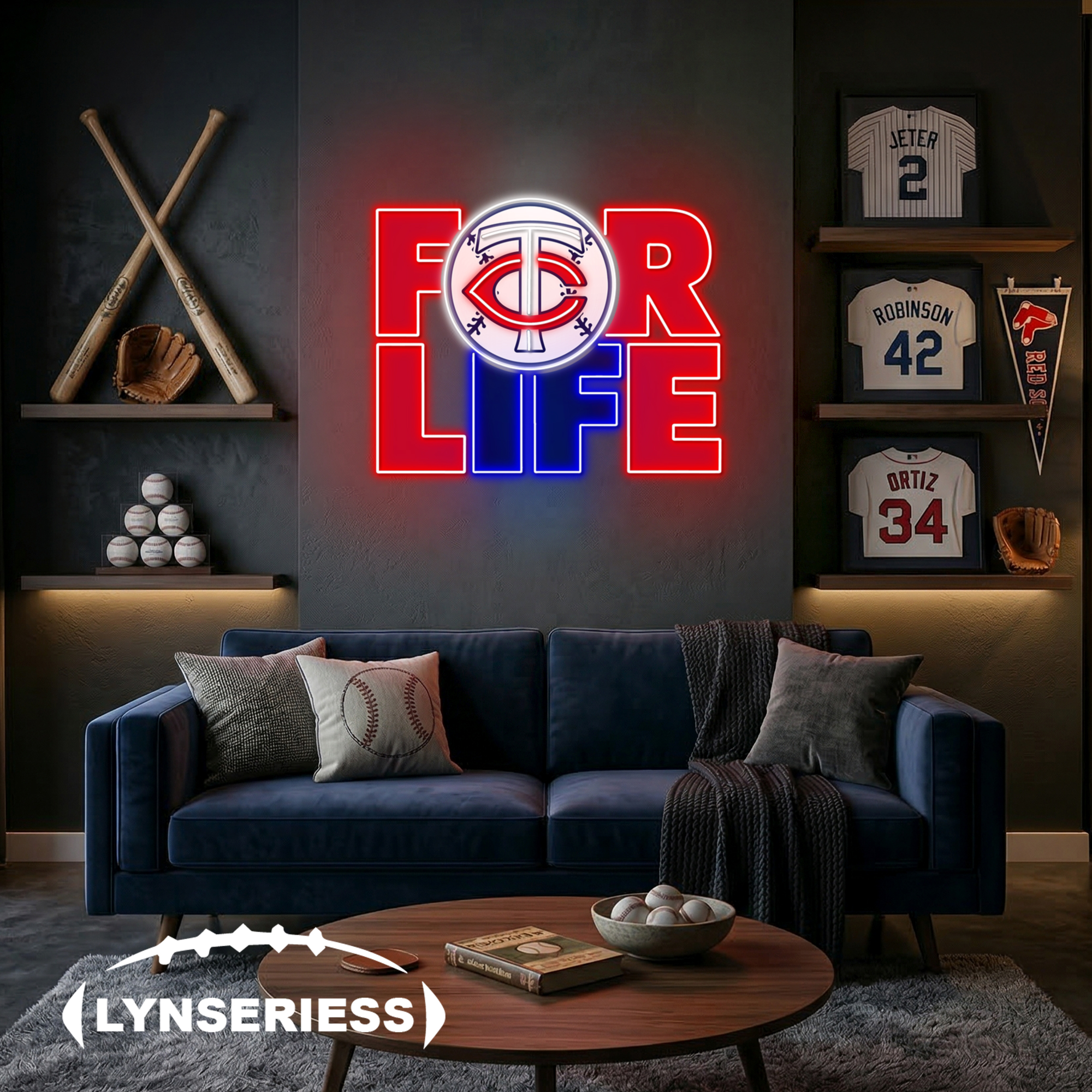 MLB Minnesota Twins For Life Acrylic Neon LED Sign Man Cave Decor Fan Gift Idea