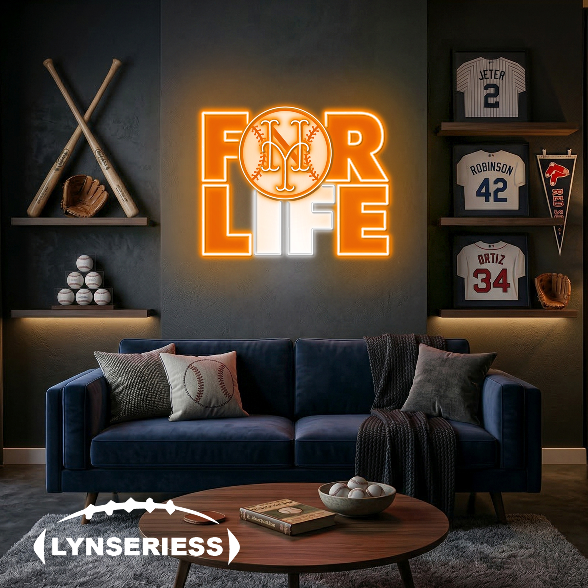 MLB New York Mets For Life Acrylic Neon LED Sign Man Cave Decor Fan Gift Idea