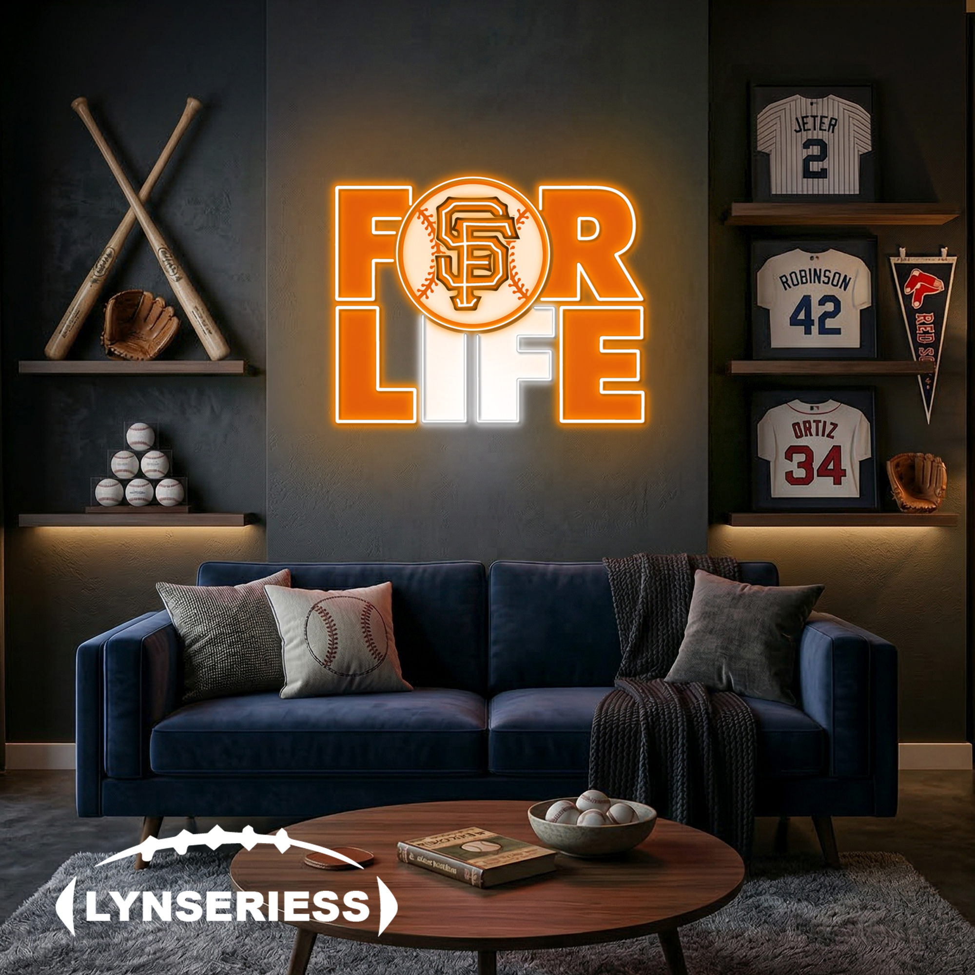 MLB San Francisco Giants For Life Acrylic Neon LED Sign Man Cave Decor Fan Gift Idea