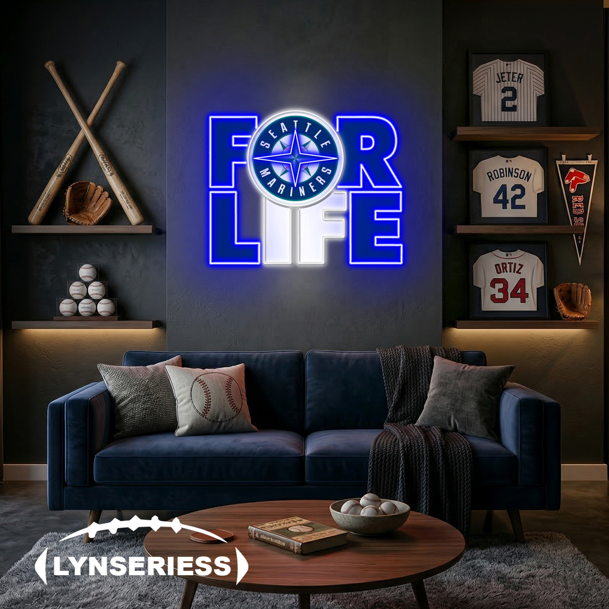 MLB Seattle Mariners For Life Acrylic Neon LED Sign Man Cave Decor Fan Gift Idea