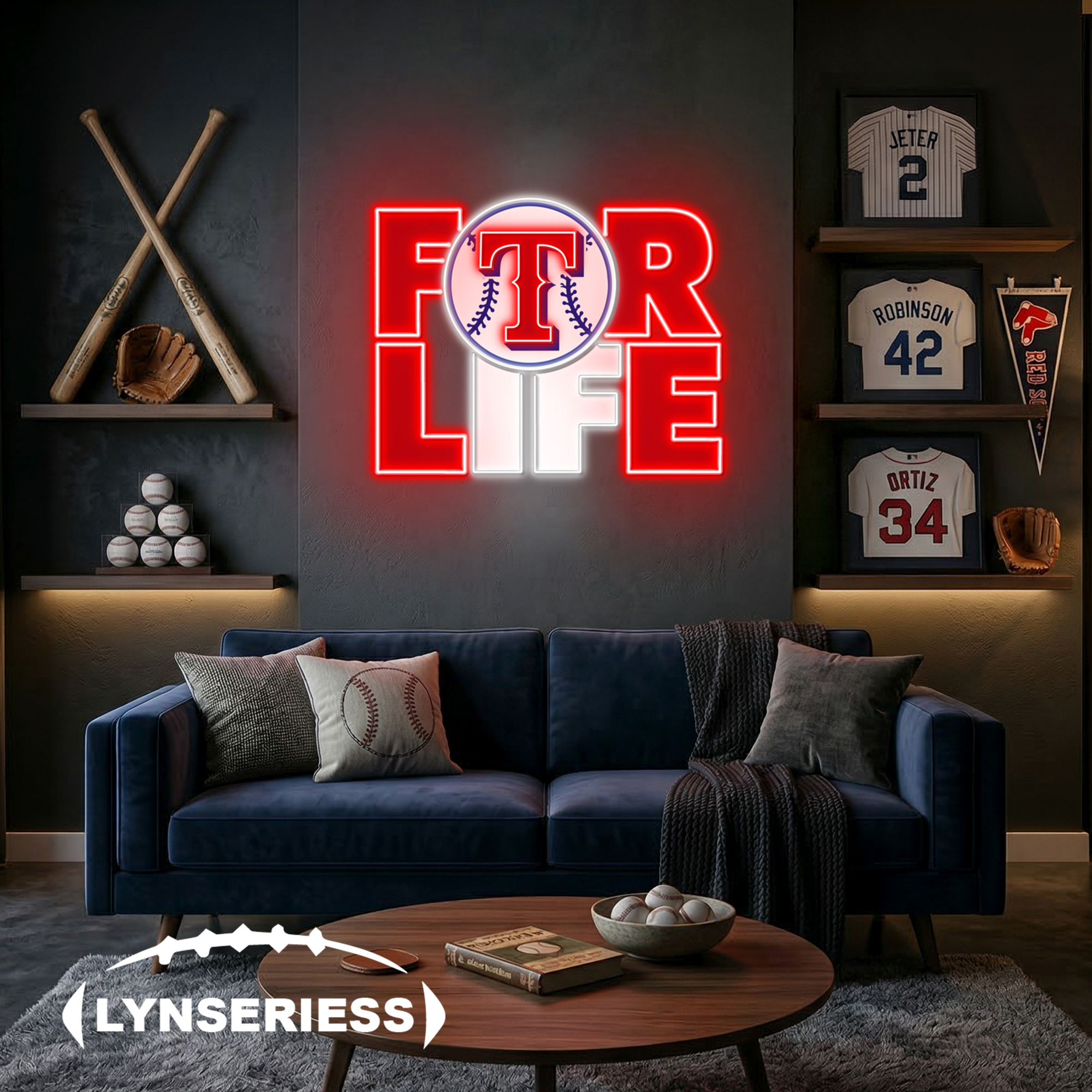 MLB Texas Rangers For Life Acrylic Neon LED Sign Man Cave Decor Fan Gift Idea