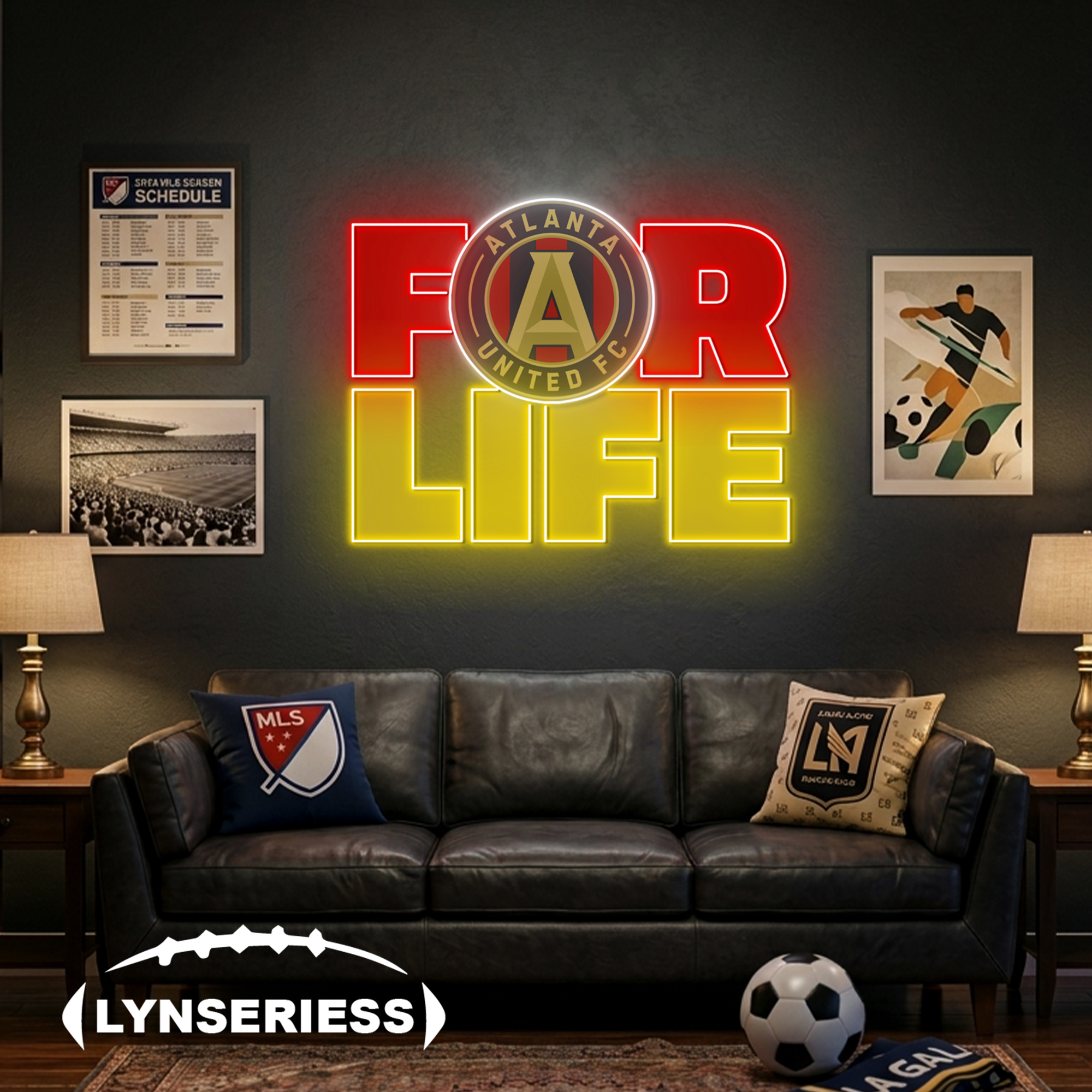 MLS Atlanta United FC For Life Acrylic Neon LED Sign Man Cave Decor Fan Gift Idea
