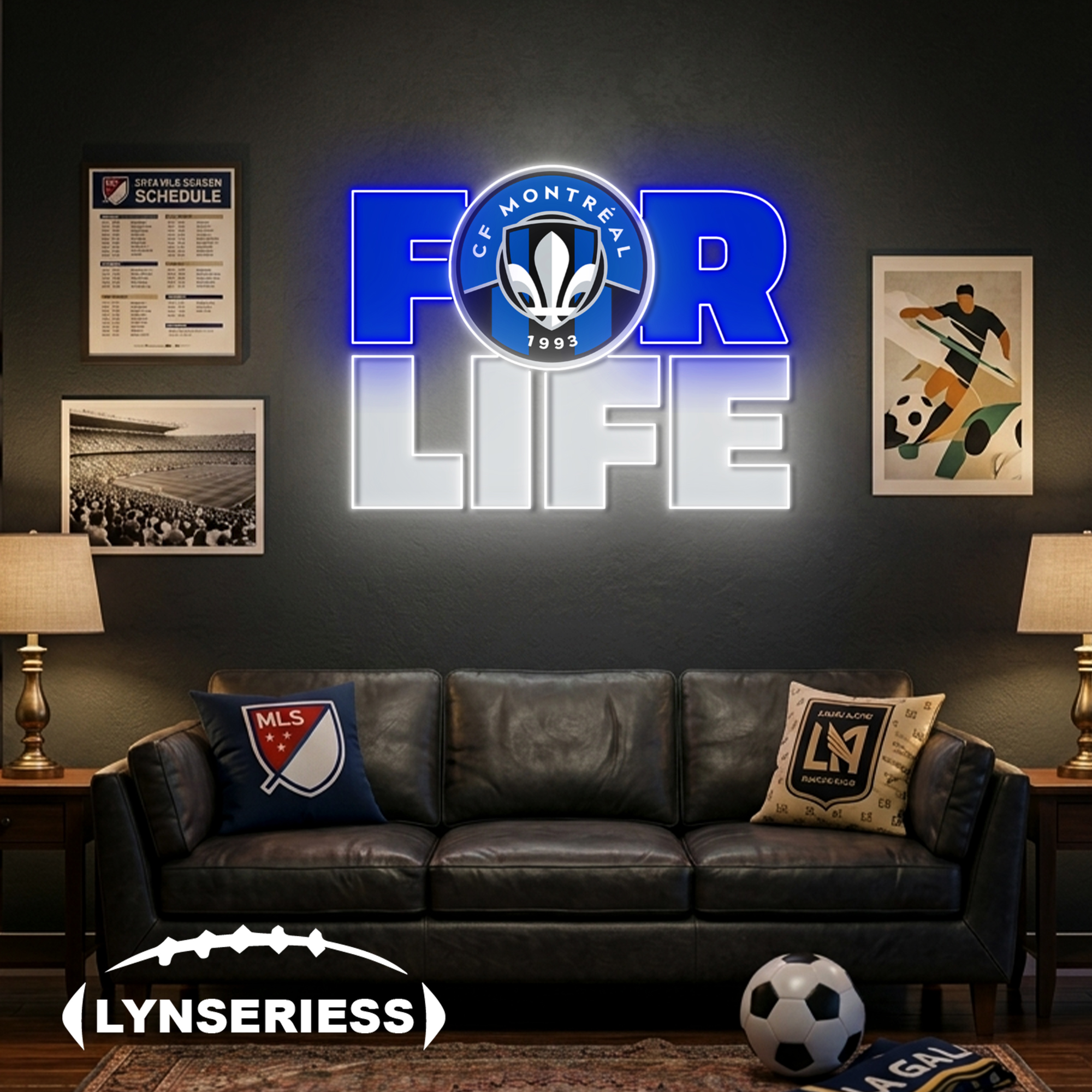 MLS CF MontrÃ©al For Life Acrylic Neon LED Sign Man Cave Decor Fan Gift Idea
