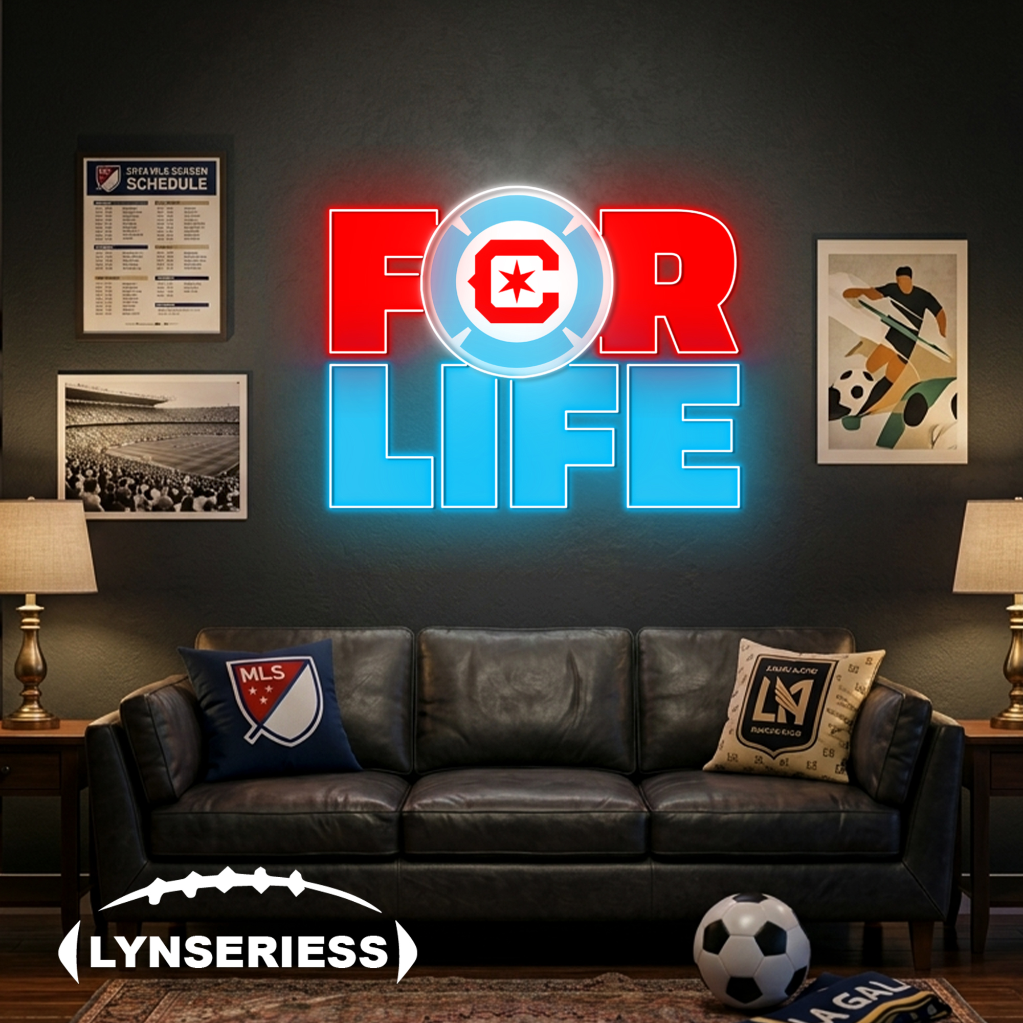 MLS Chicago Fire FC For Life Acrylic Neon LED Sign Man Cave Decor Fan Gift Idea