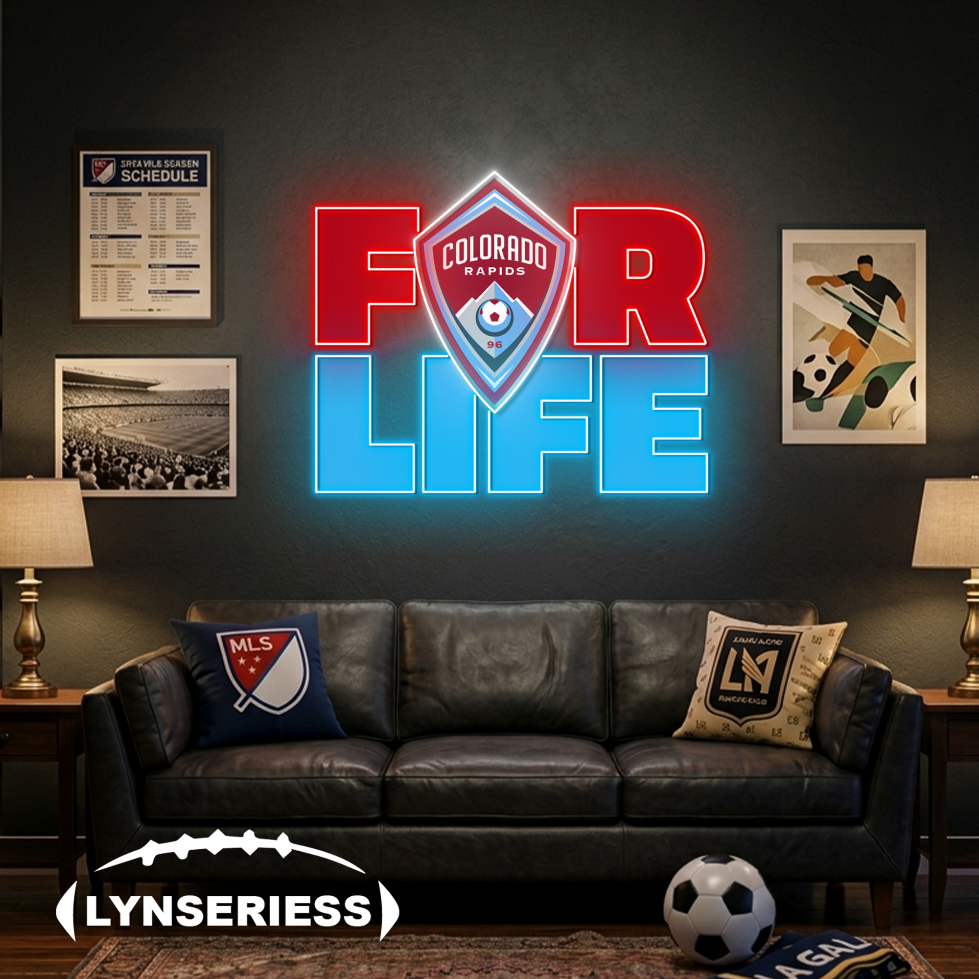 MLS Colorado Rapids FC For Life Acrylic Neon LED Sign Man Cave Decor Fan Gift Idea