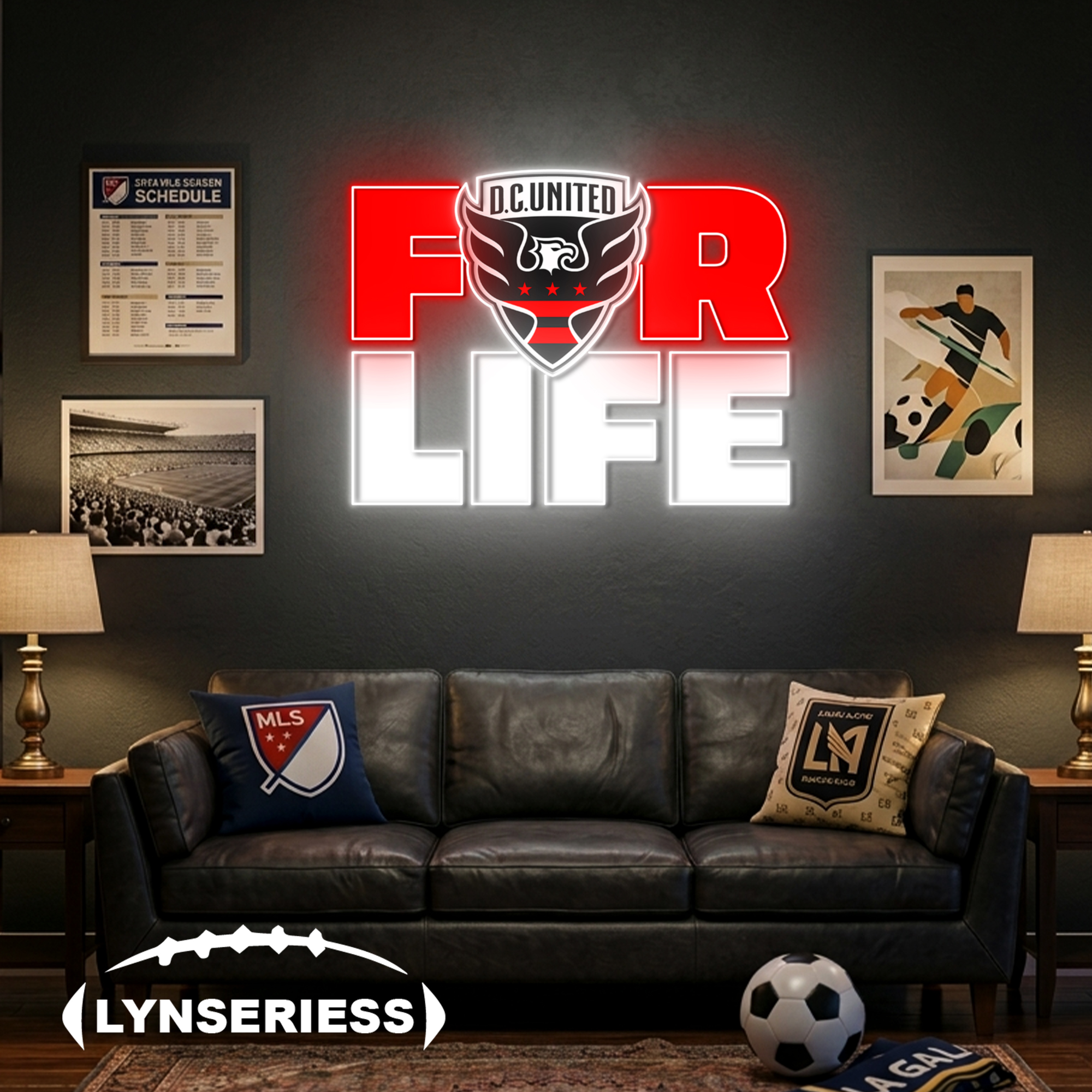 MLS DC United FC For Life Acrylic Neon LED Sign Man Cave Decor Fan Gift Idea