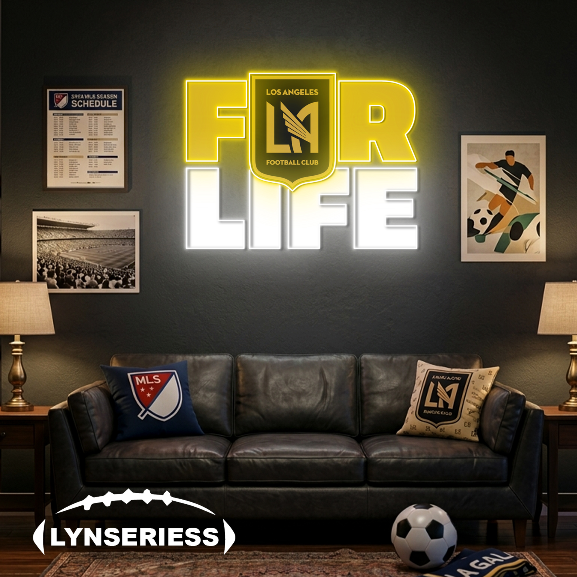 MLS Los Angeles Football Club For Life Acrylic Neon LED Sign Man Cave Decor Fan Gift Idea