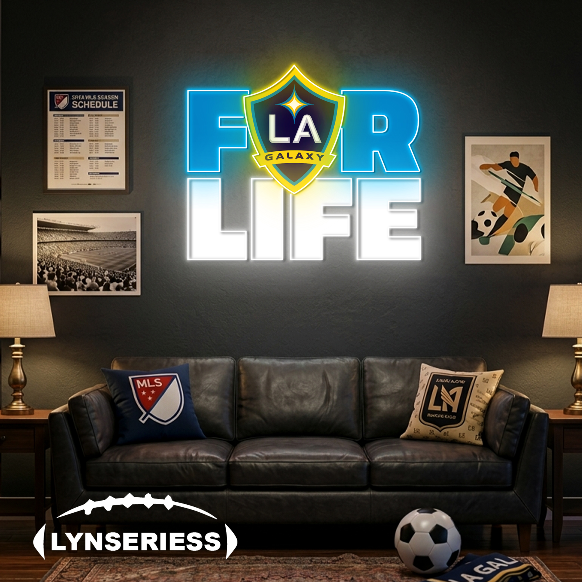 MLS Los Angeles Galaxy For Life Acrylic Neon LED Sign Man Cave Decor Fan Gift Idea