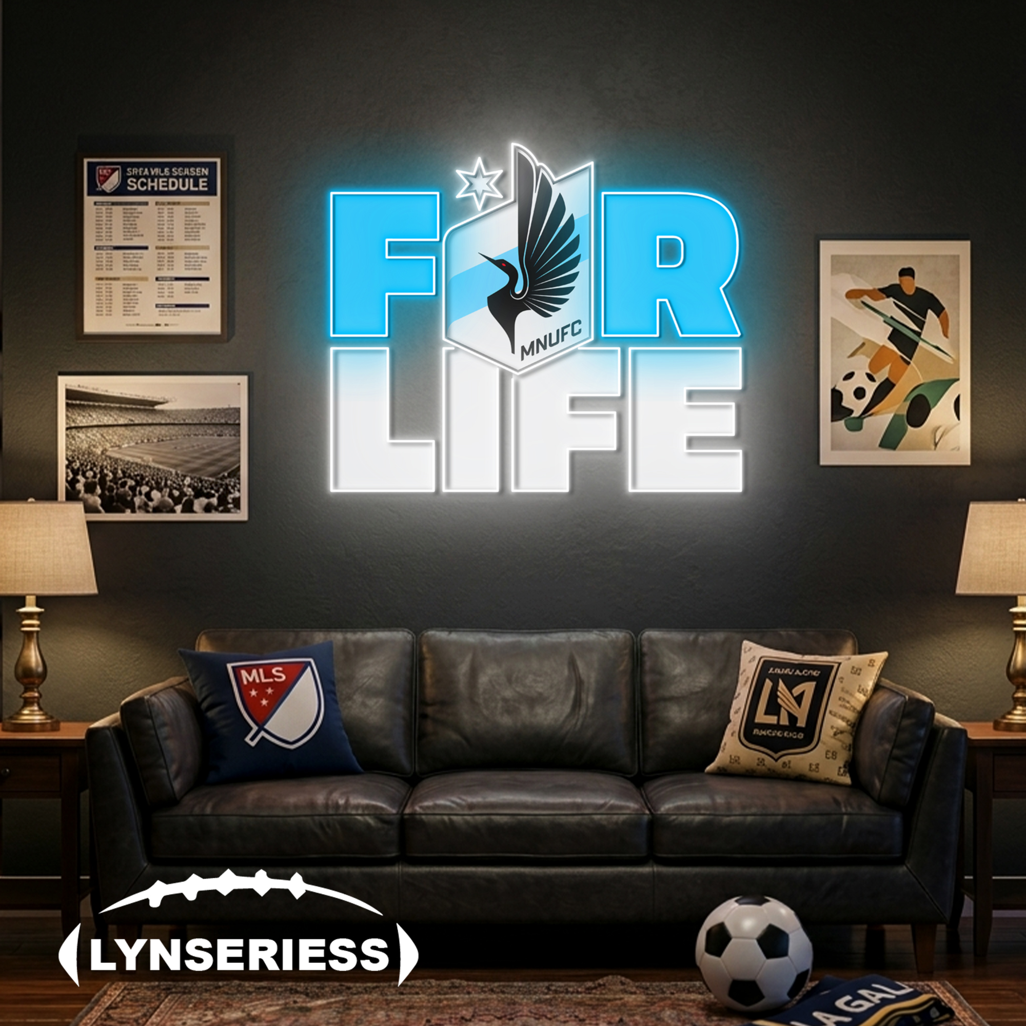 MLS Minnesota United FC For Life Acrylic Neon LED Sign Man Cave Decor Fan Gift Idea