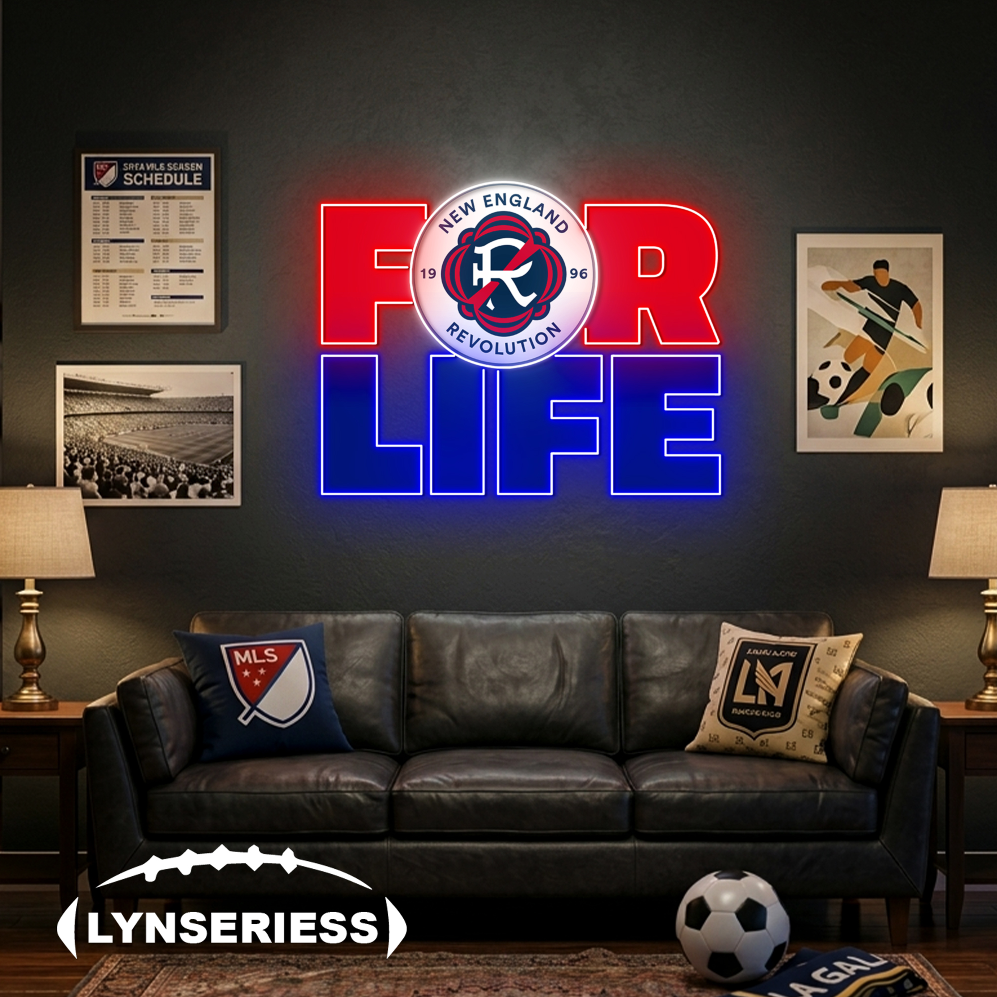 MLS New England Revolution For Life Acrylic Neon LED Sign Man Cave Decor Fan Gift Idea