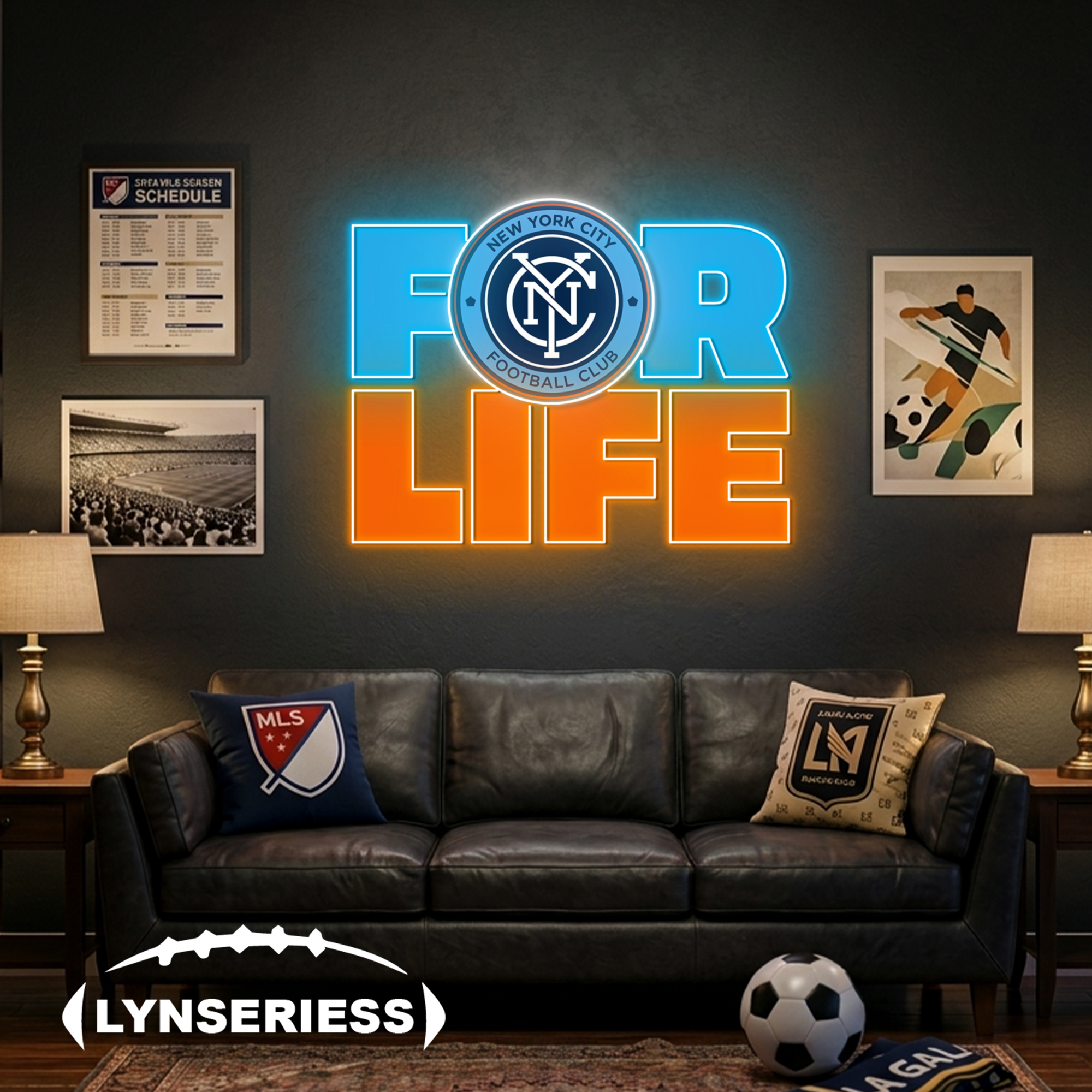 MLS New York City FC For Life Acrylic Neon LED Sign Man Cave Decor Fan Gift Idea