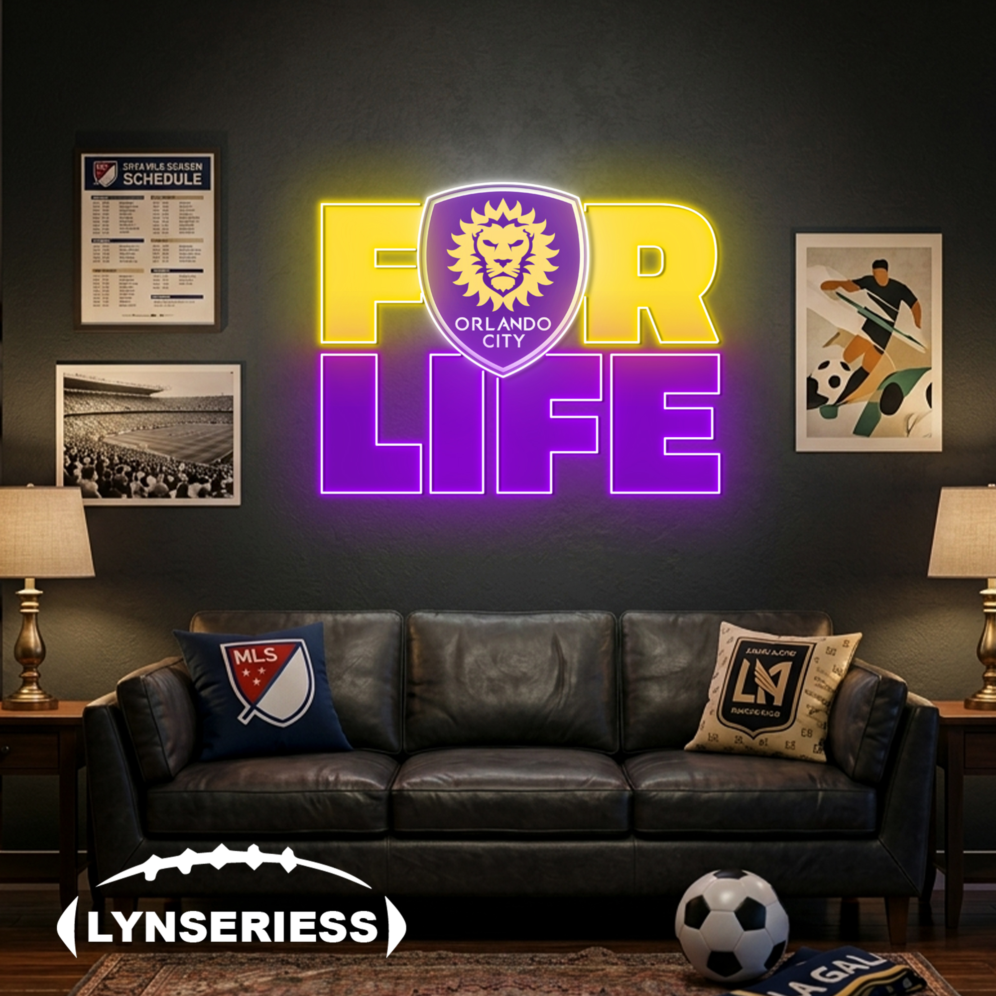 MLS Orlando City FC For Life Acrylic Neon LED Sign Man Cave Decor Fan Gift Idea