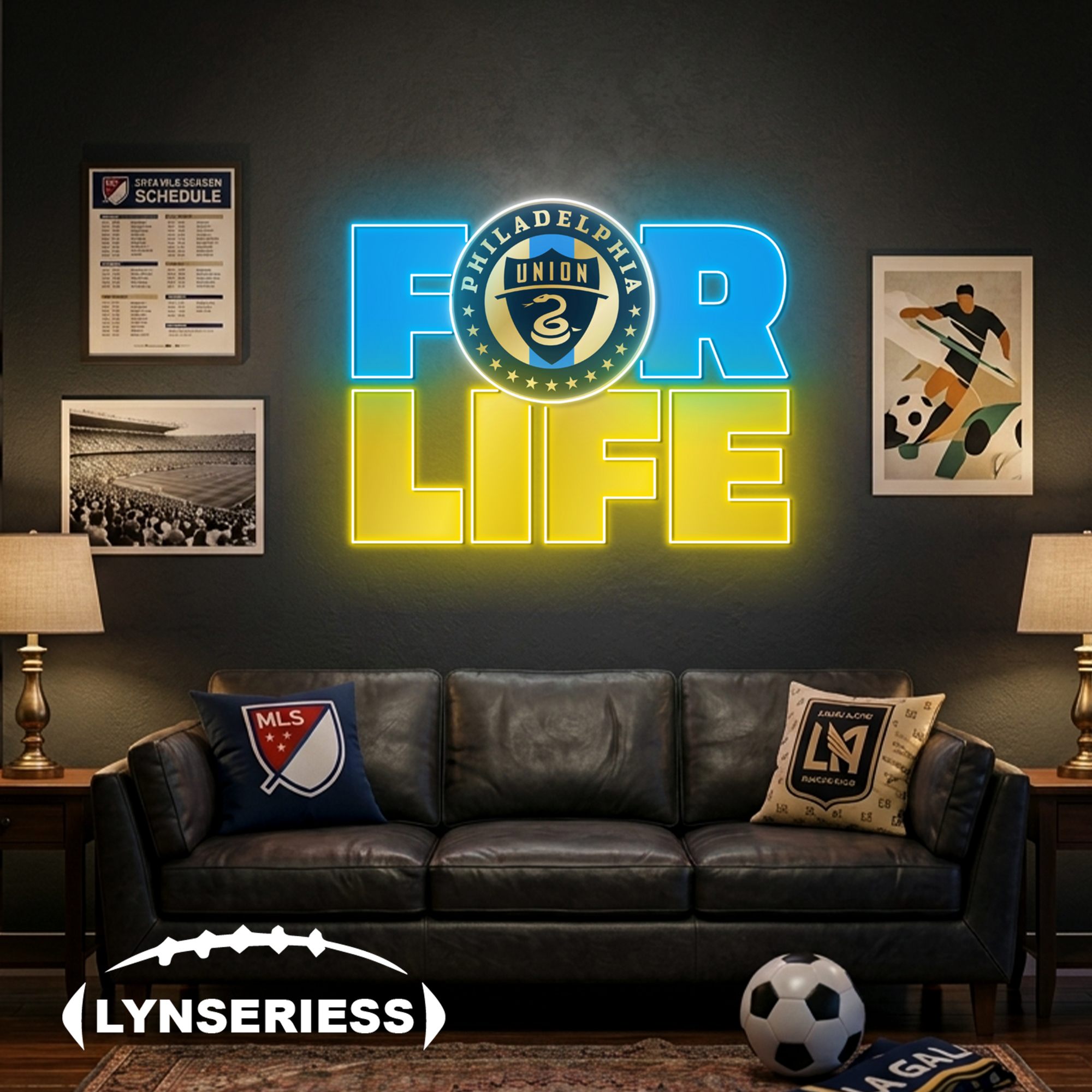MLS Philadelphia Union FC For Life Acrylic Neon LED Sign Man Cave Decor Fan Gift Idea