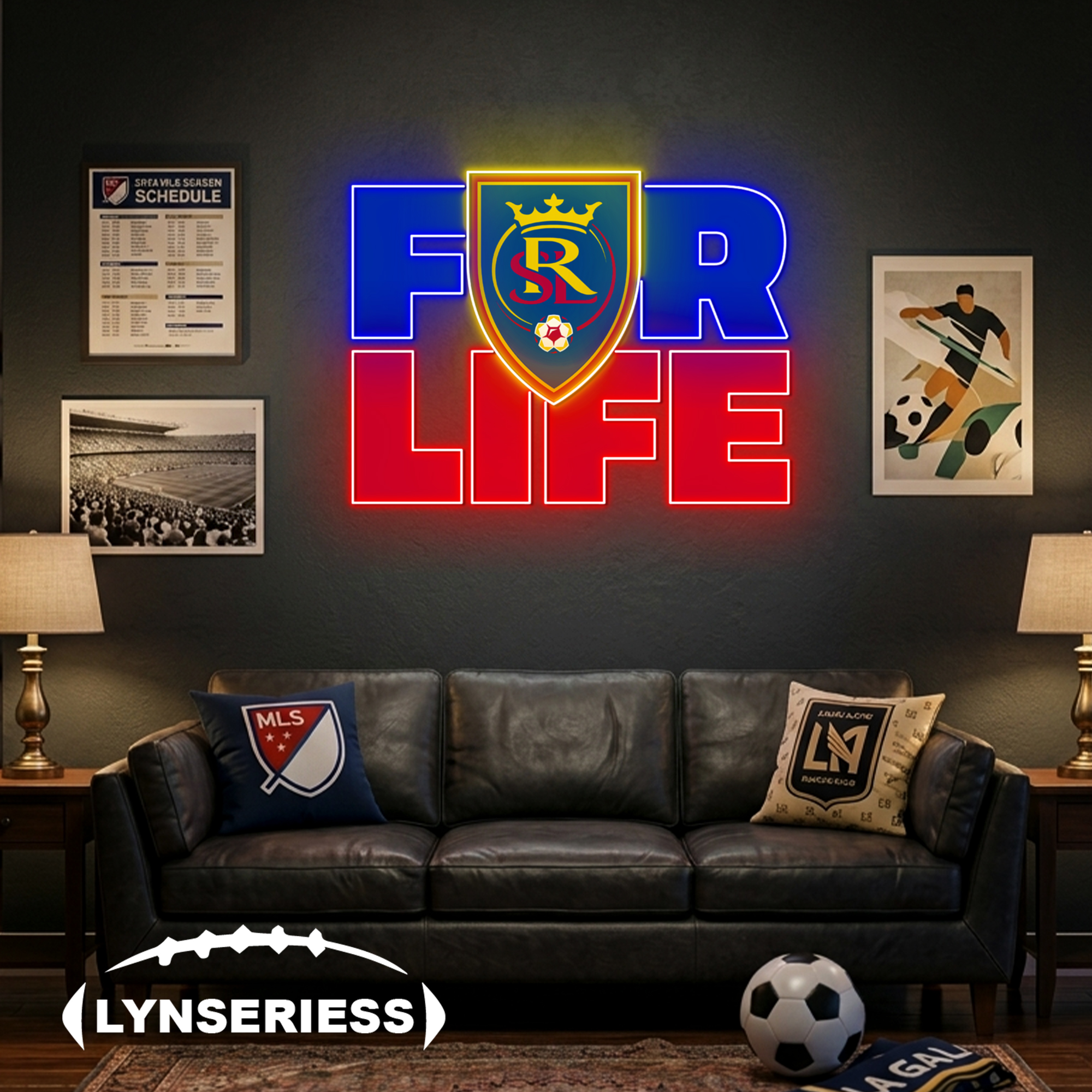 MLS Real Salt Lake FC For Life Acrylic Neon LED Sign Man Cave Decor Fan Gift Idea