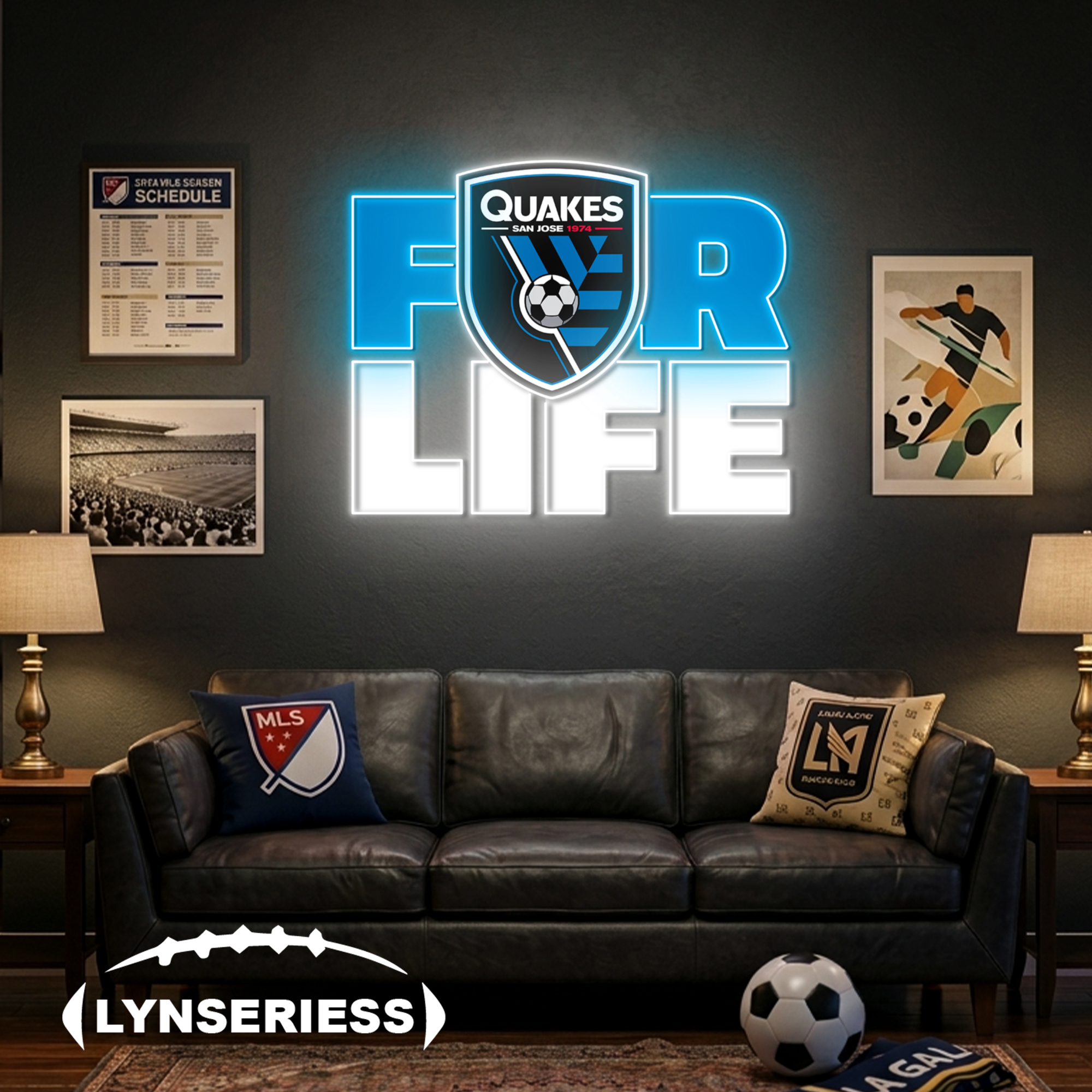 MLS San Jose Earthquakes FC For Life Acrylic Neon LED Sign Man Cave Decor Fan Gift Idea
