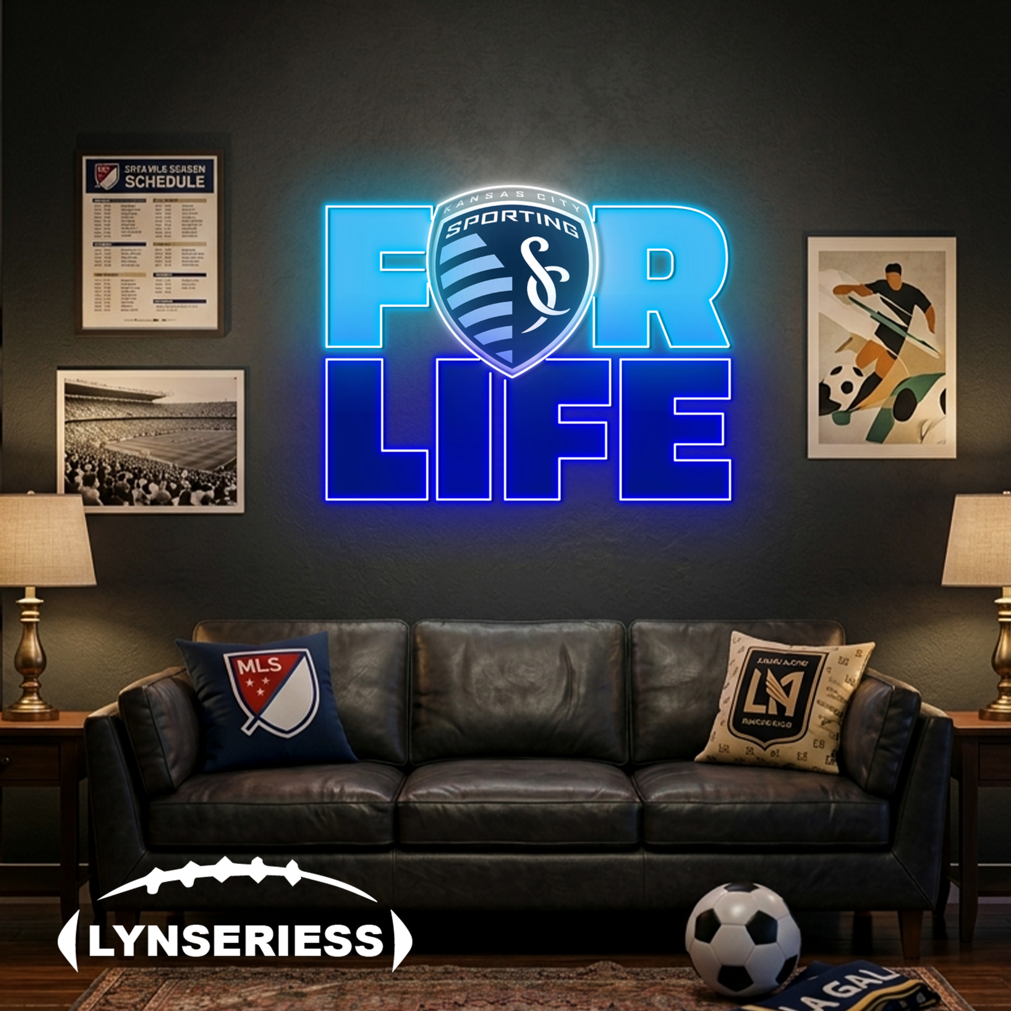 MLS Sporting Kansas City For Life Acrylic Neon LED Sign Man Cave Decor Fan Gift Idea