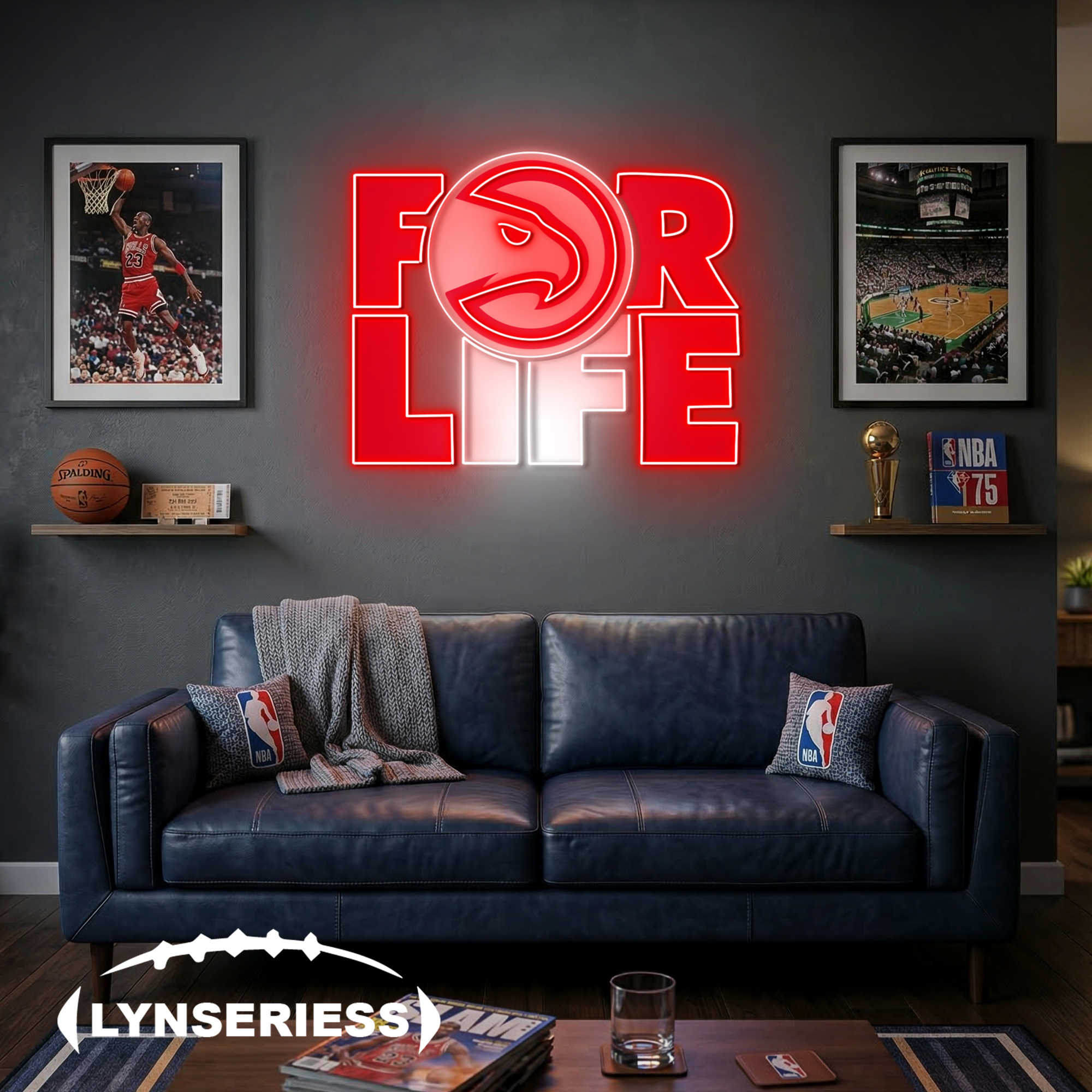 NBA Atlanta Hawks For Life Acrylic Neon LED Sign Man Cave Decor Fan Gift Idea