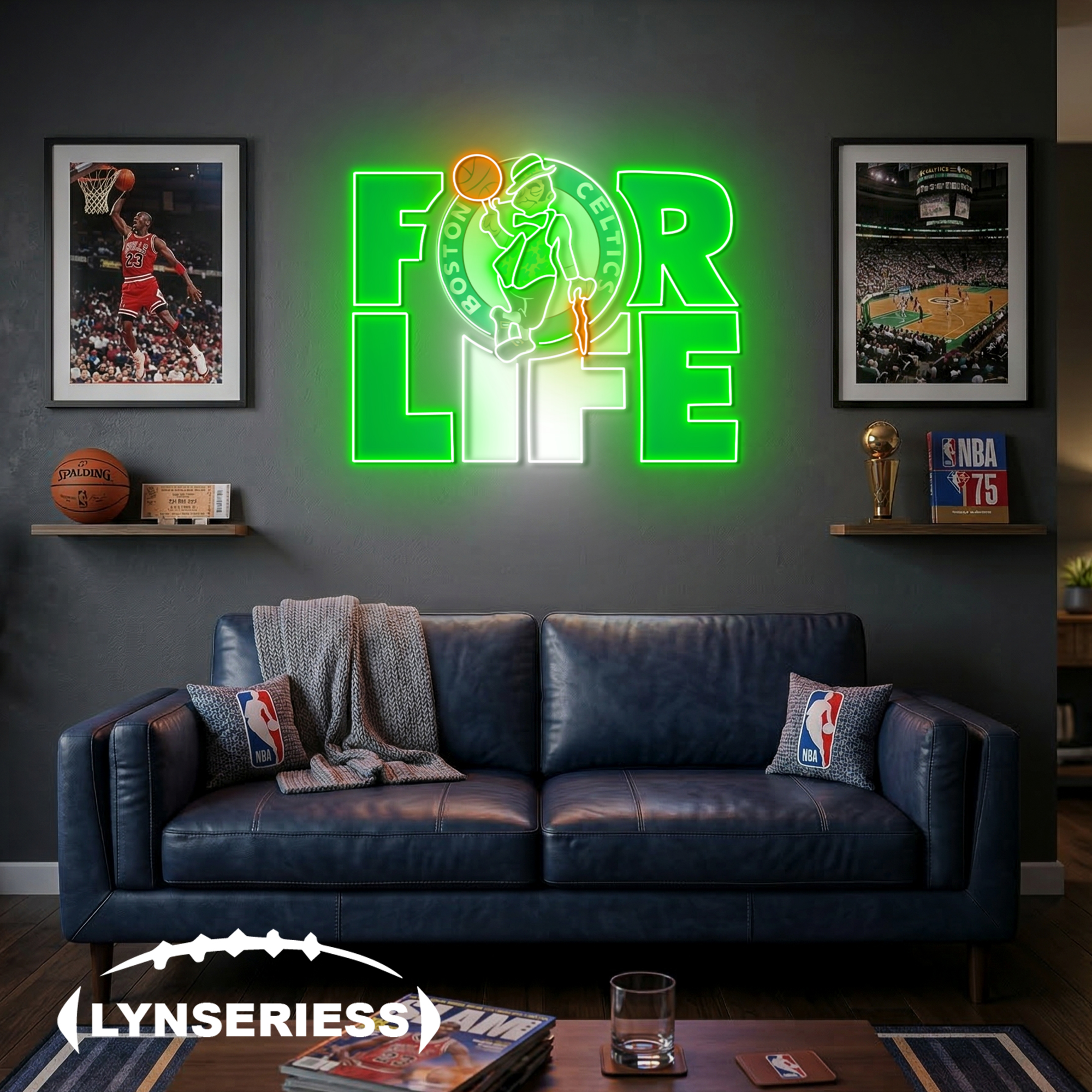 NBA Boston Celtics For Life Acrylic Neon LED Sign Man Cave Decor Fan Gift Idea