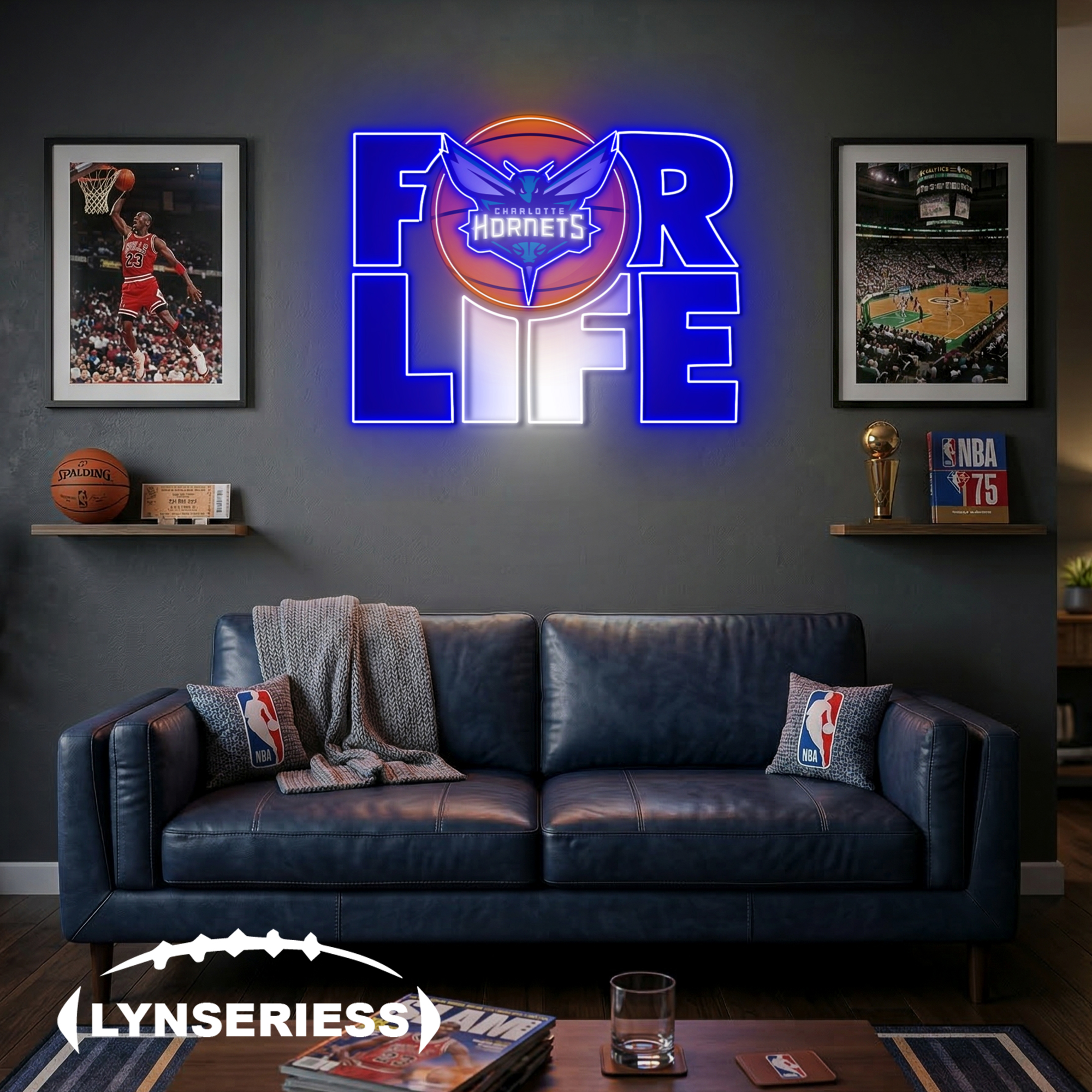 NBA Charlotte Hornets For Life Acrylic Neon LED Sign Man Cave Decor Fan Gift Idea