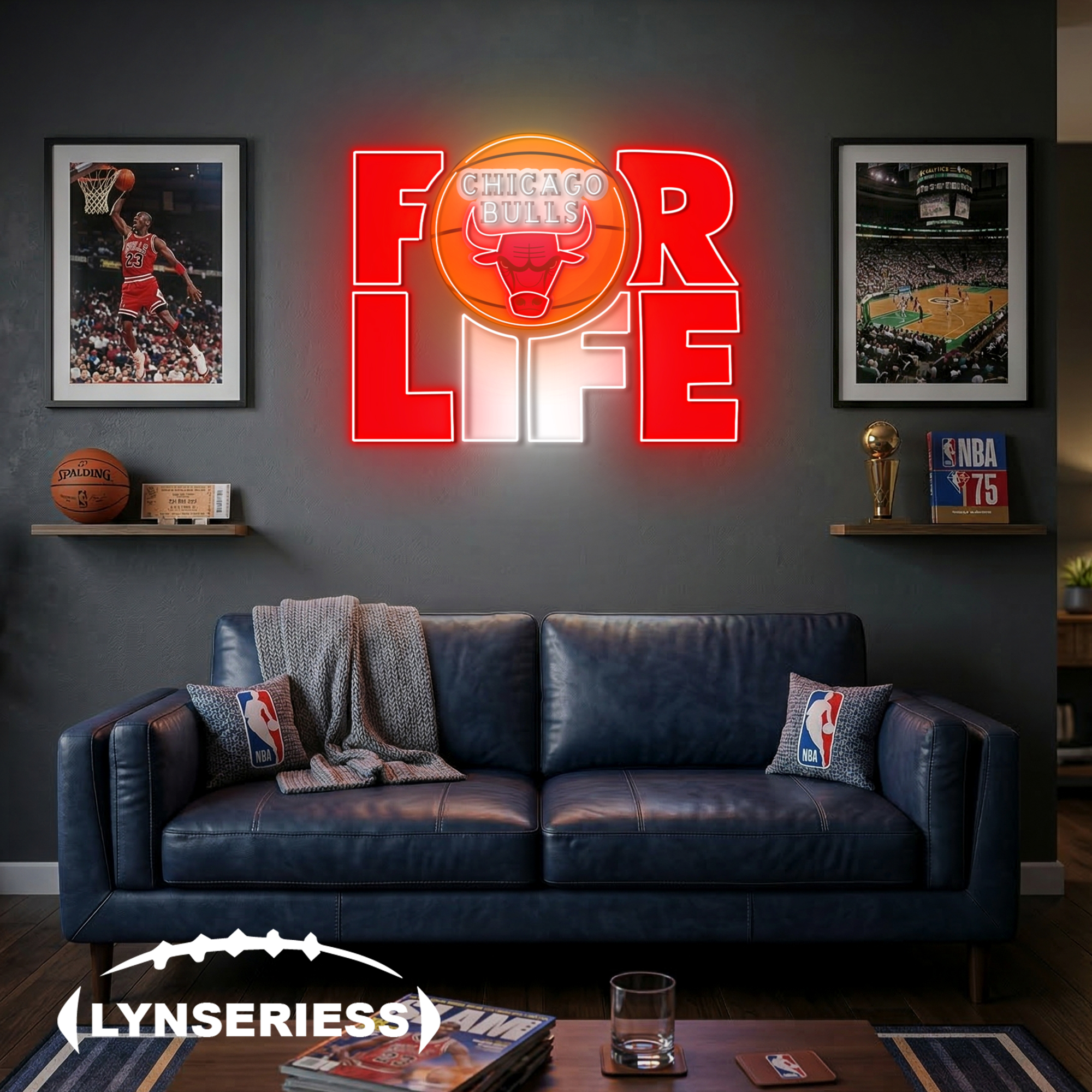 NBA Chicago Bulls For Life Acrylic Neon LED Sign Man Cave Decor Fan Gift Idea