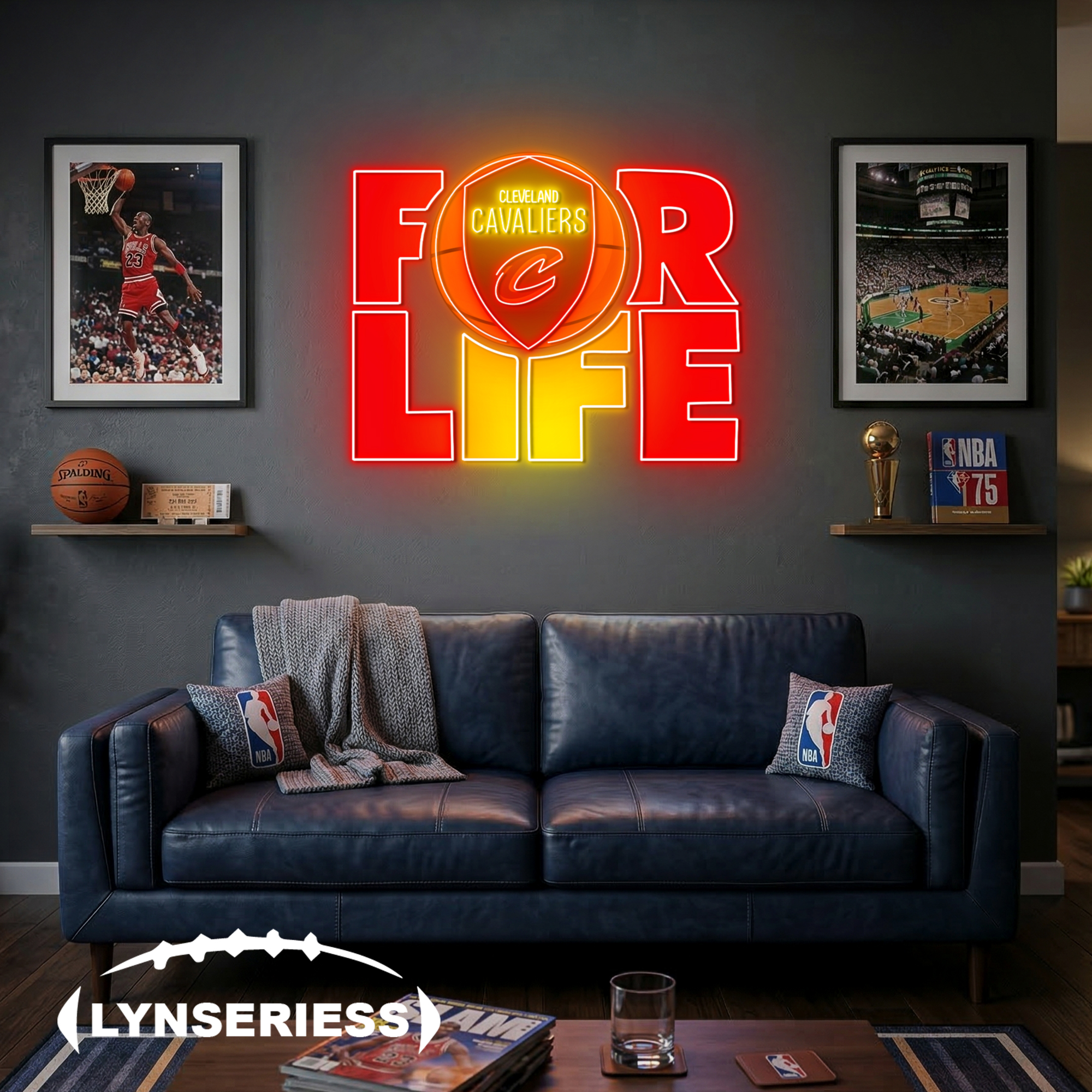 NBA Cleveland Cavaliers For Life Acrylic Neon LED Sign Man Cave Decor Fan Gift Idea