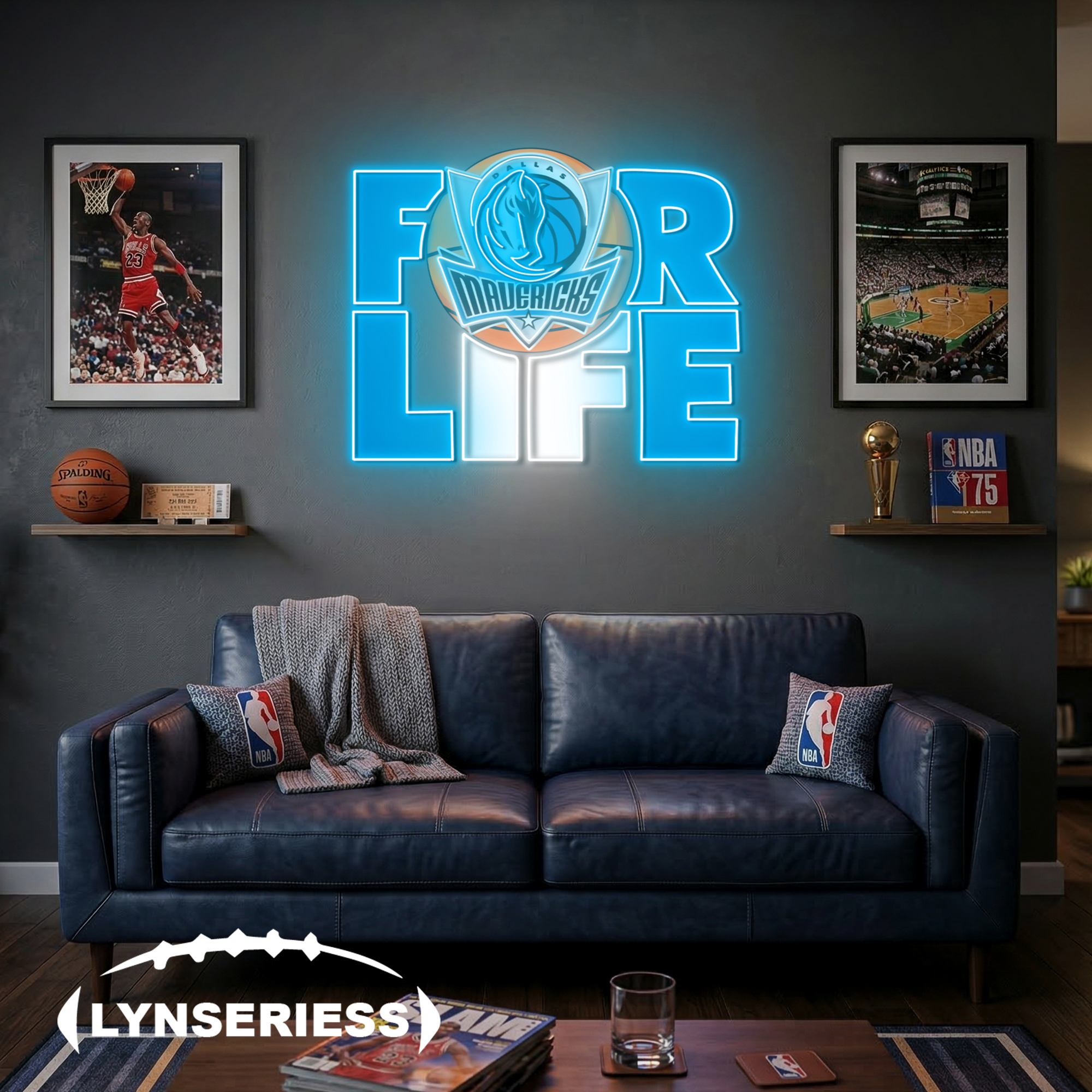 NBA Dallas Mavericks For Life Acrylic Neon LED Sign Man Cave Decor Fan Gift Idea