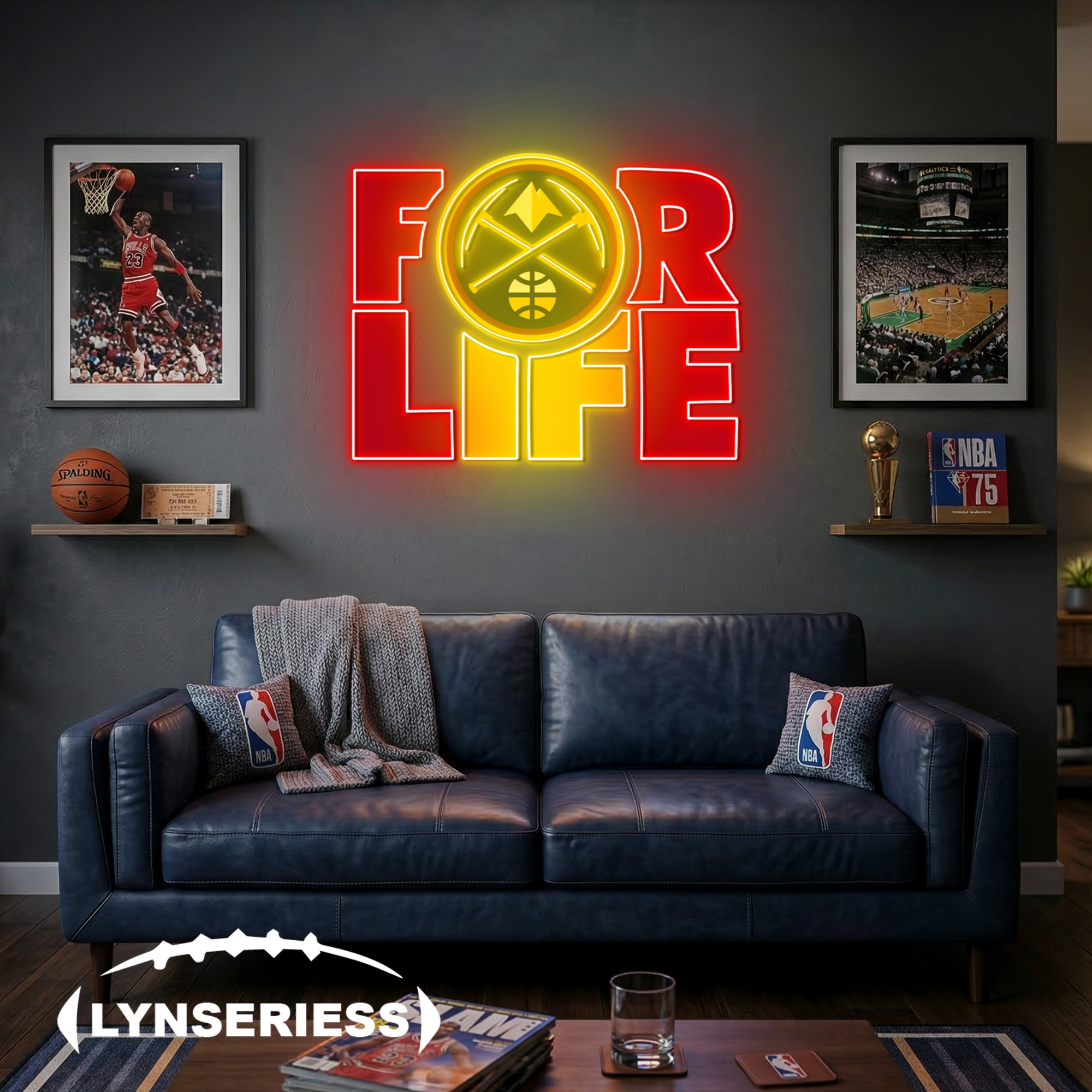 NBA Denver Nuggets For Life Acrylic Neon LED Sign Man Cave Decor Fan Gift Idea