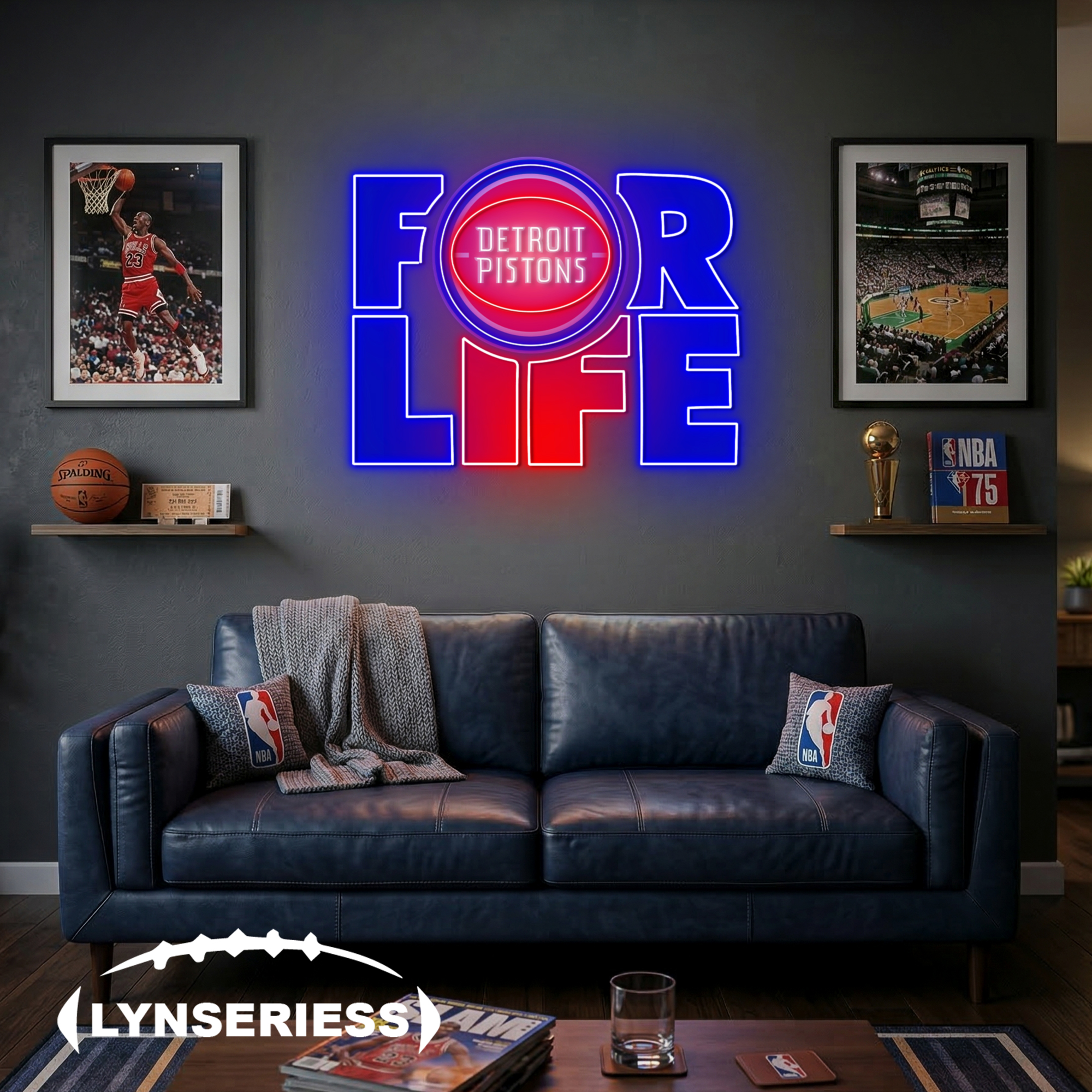 NBA Detroit Pistons For Life Acrylic Neon LED Sign Man Cave Decor Fan Gift Idea